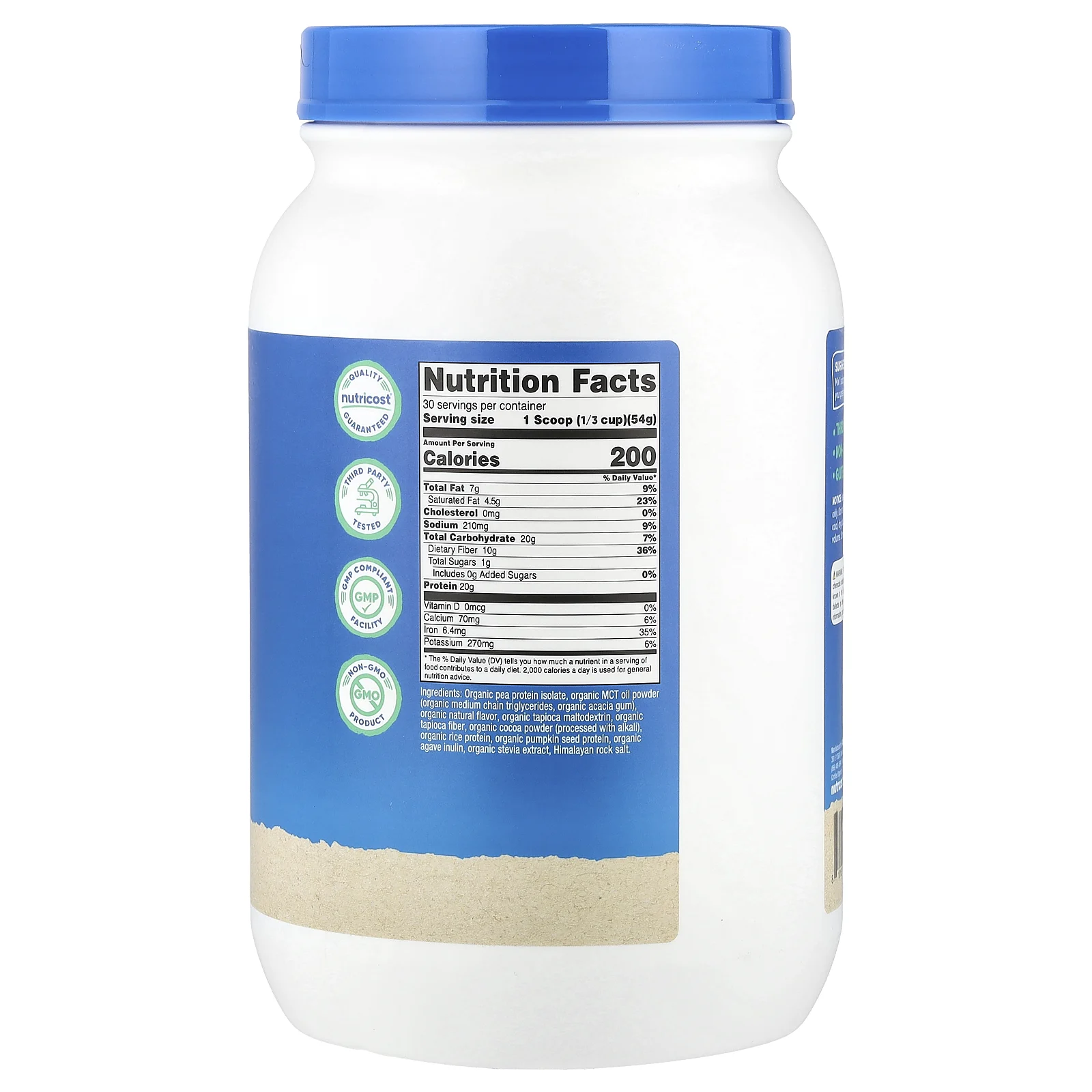 Nutricost, Органическое веганское блюдо, шоколад, 1620 г (3,6 фунта)