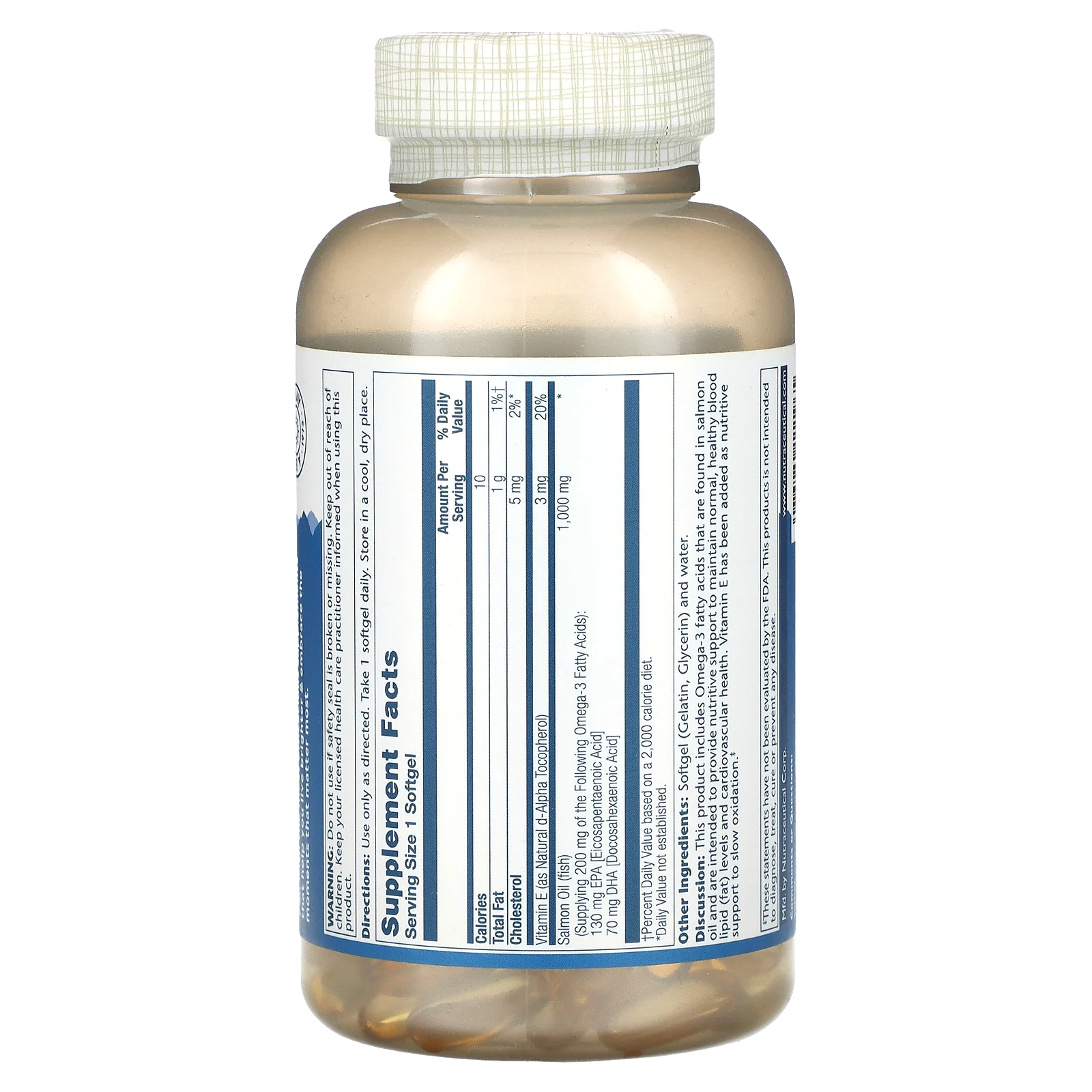 Solaray, Лососевый жир, молекулярно-дистиллированный, 1000 мг, 180 мягких таблеток