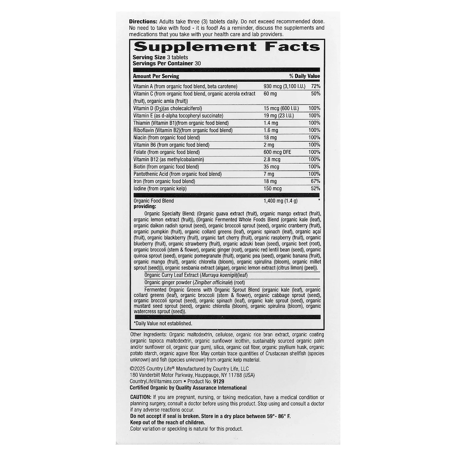 Country Life, Realfood Organics®, для беременных, 90 таблеток, которые легко глотать