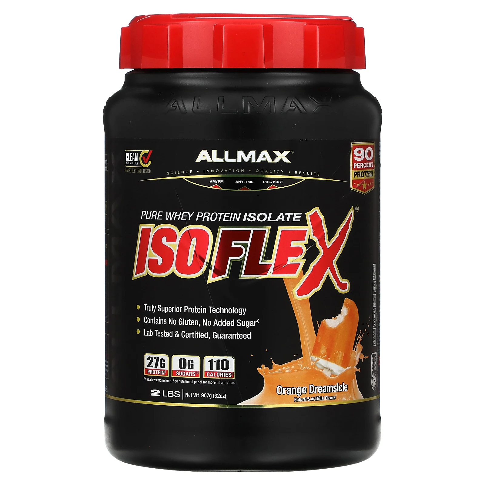 ALLMAX, Isoflex, на 100% чистый изолят сывороточного протеина, со вкусом апельсина, 907 г (2 фунта)