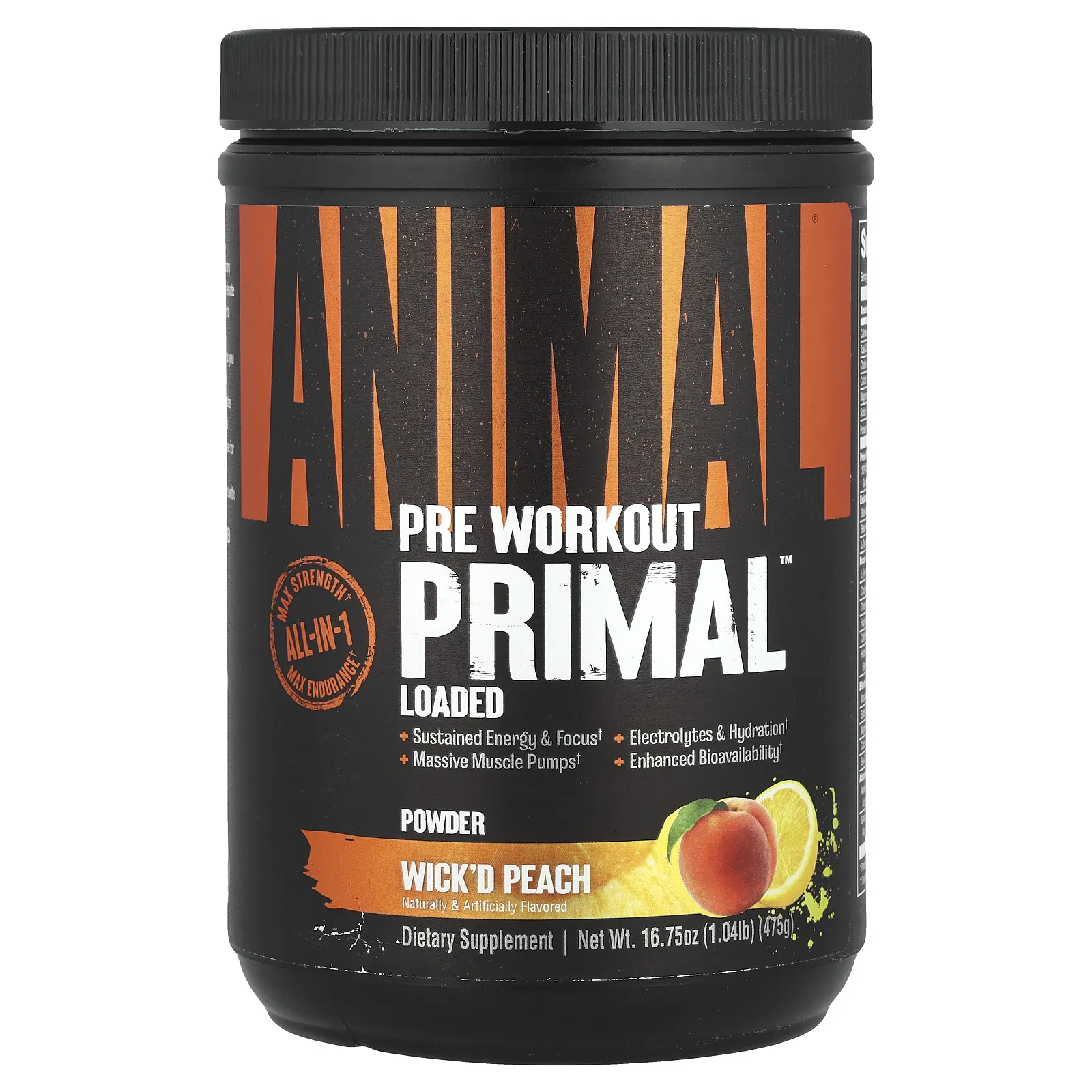 Animal, Порошок Primal ™ перед тренировкой, персиковый, 475 г (1,04 фунта)