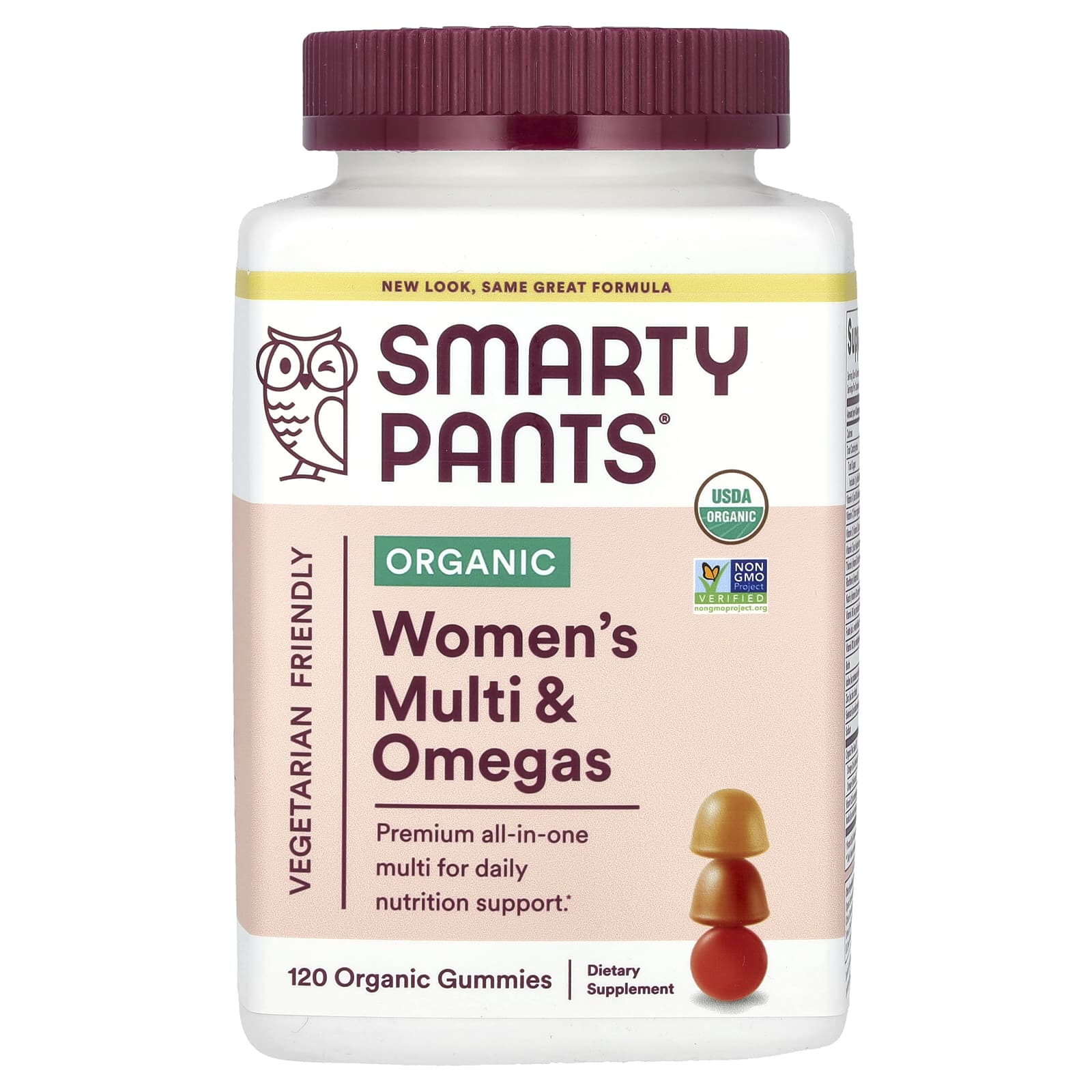 SmartyPants, Organics, Complete, комплекс для женщин, малина, лимон, лайм и виноград, 120 вегетарианских жевательных конфет