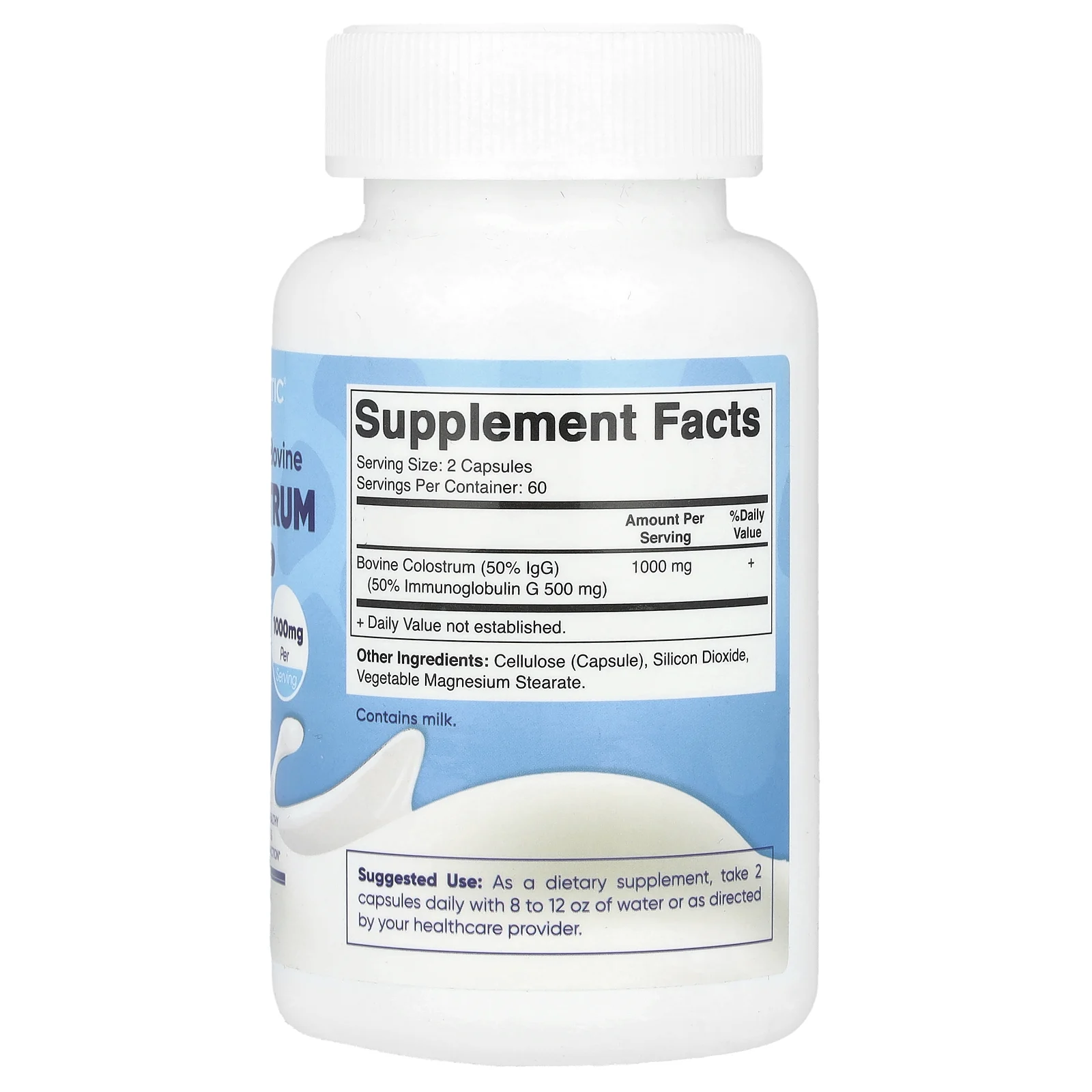 Vitamatic, Молозиво крупного рогатого скота травяного откорма, 1000 мг, 120 вегетарианских капсул (500 мг в 1 капсуле)