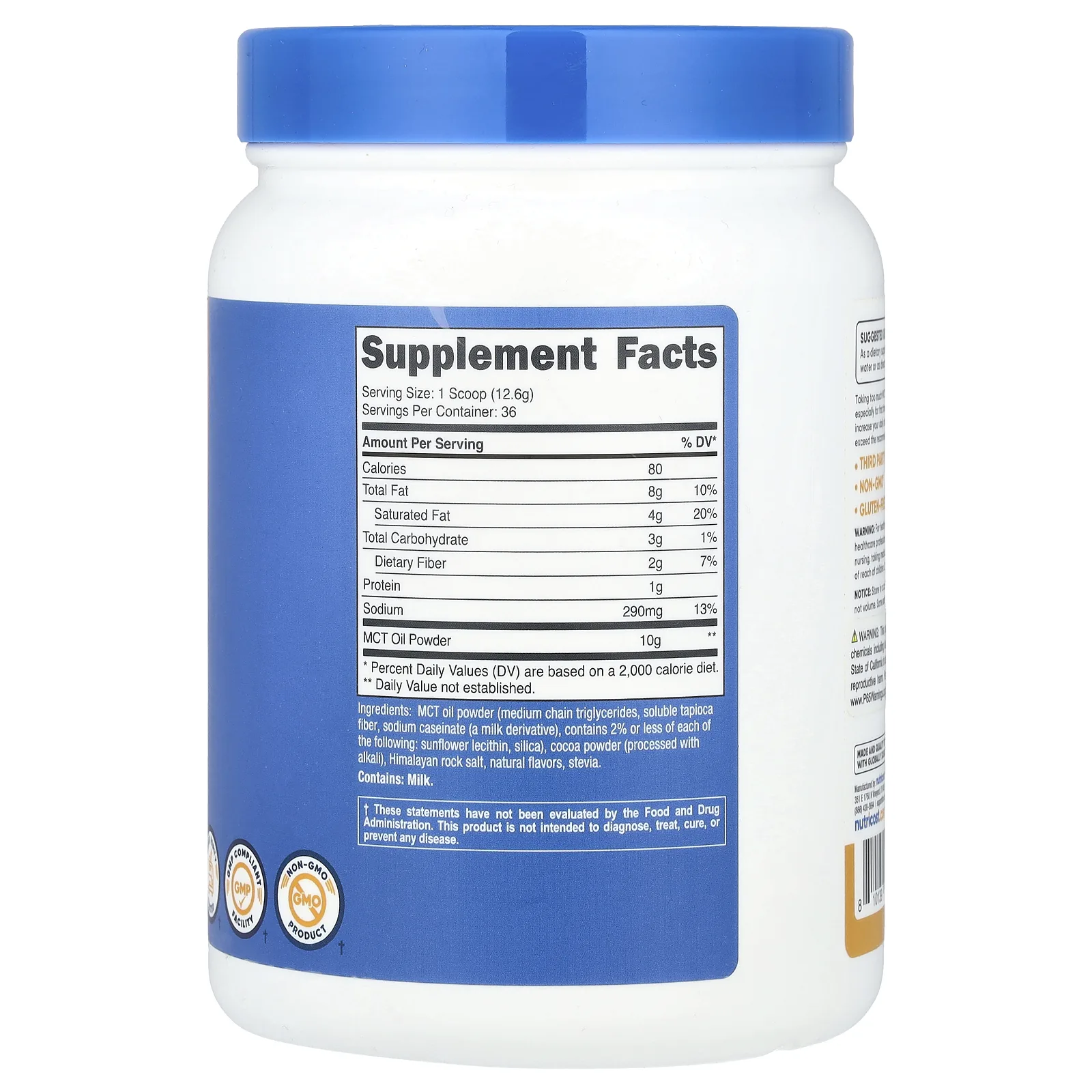 Nutricost, MCT Oil Powder, соленая карамель, 454 г (1 фунт)