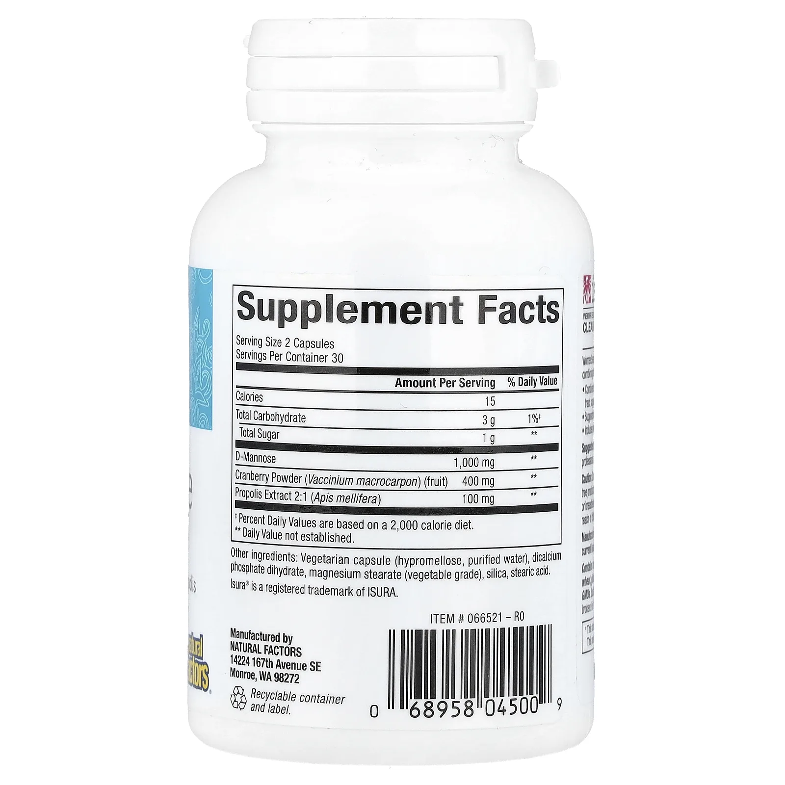 Natural Factors, WomenSense®, D-манноза, 60 вегетарианских капсул