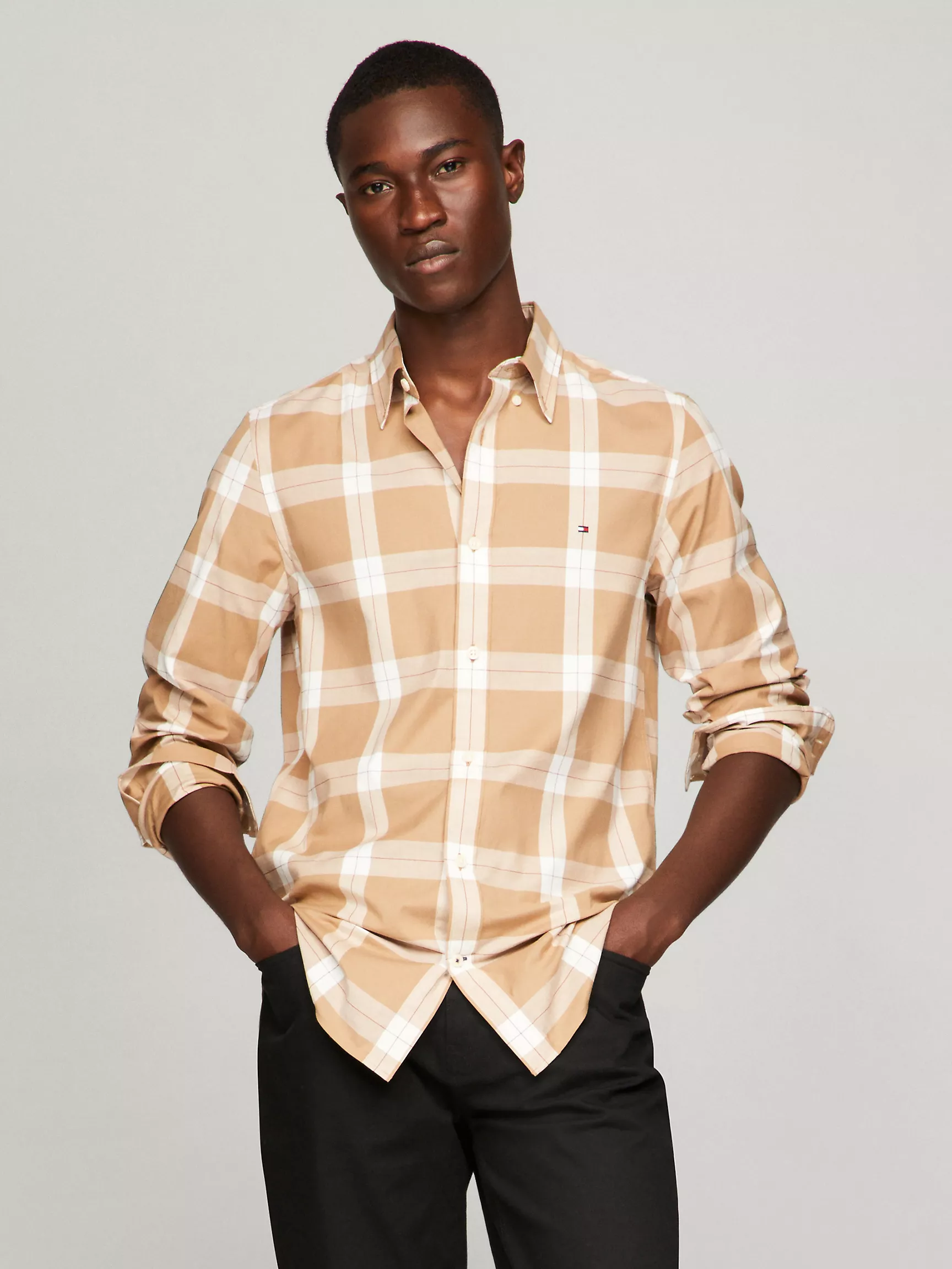 Мужская рубашка Tommy Hilfiger, Приталенная клетчатая рубашка из поплина