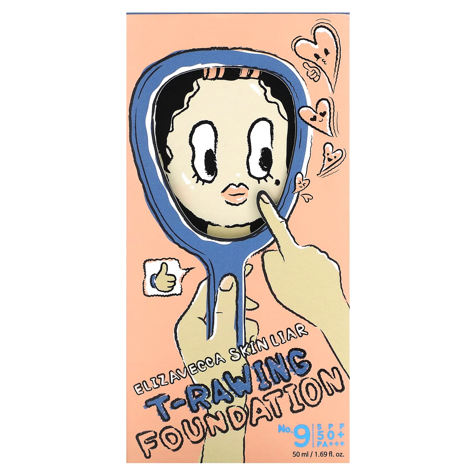 Elizavecca, Skin Liar, тональная основа T-Rawing, № 9, SPF 50+ PA +++, 50 мл (1,69 жидк. Унции)