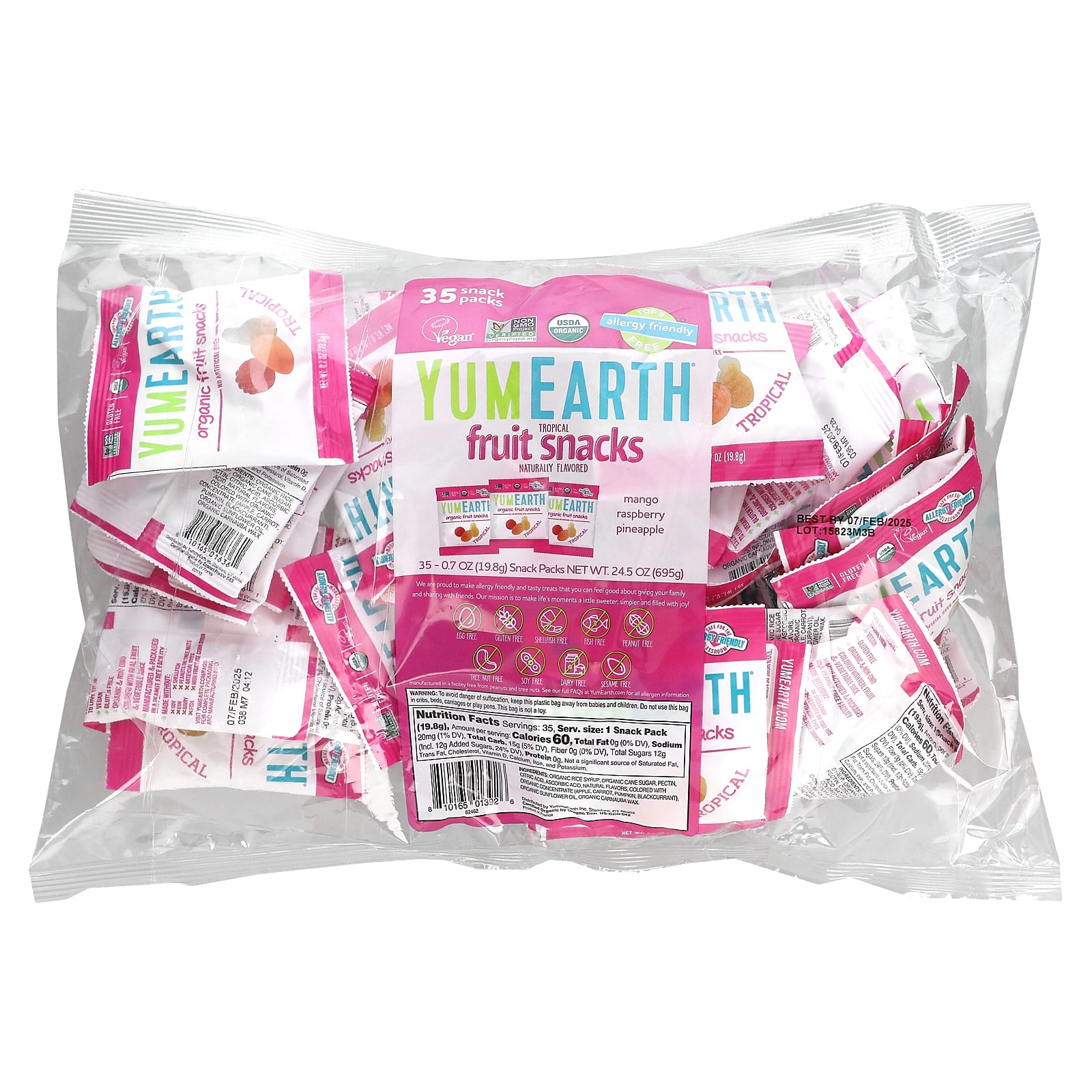 YumEarth, Органические фрукты, тропические фрукты, 35 упаковок, по 19,8 г (0,7 унции)