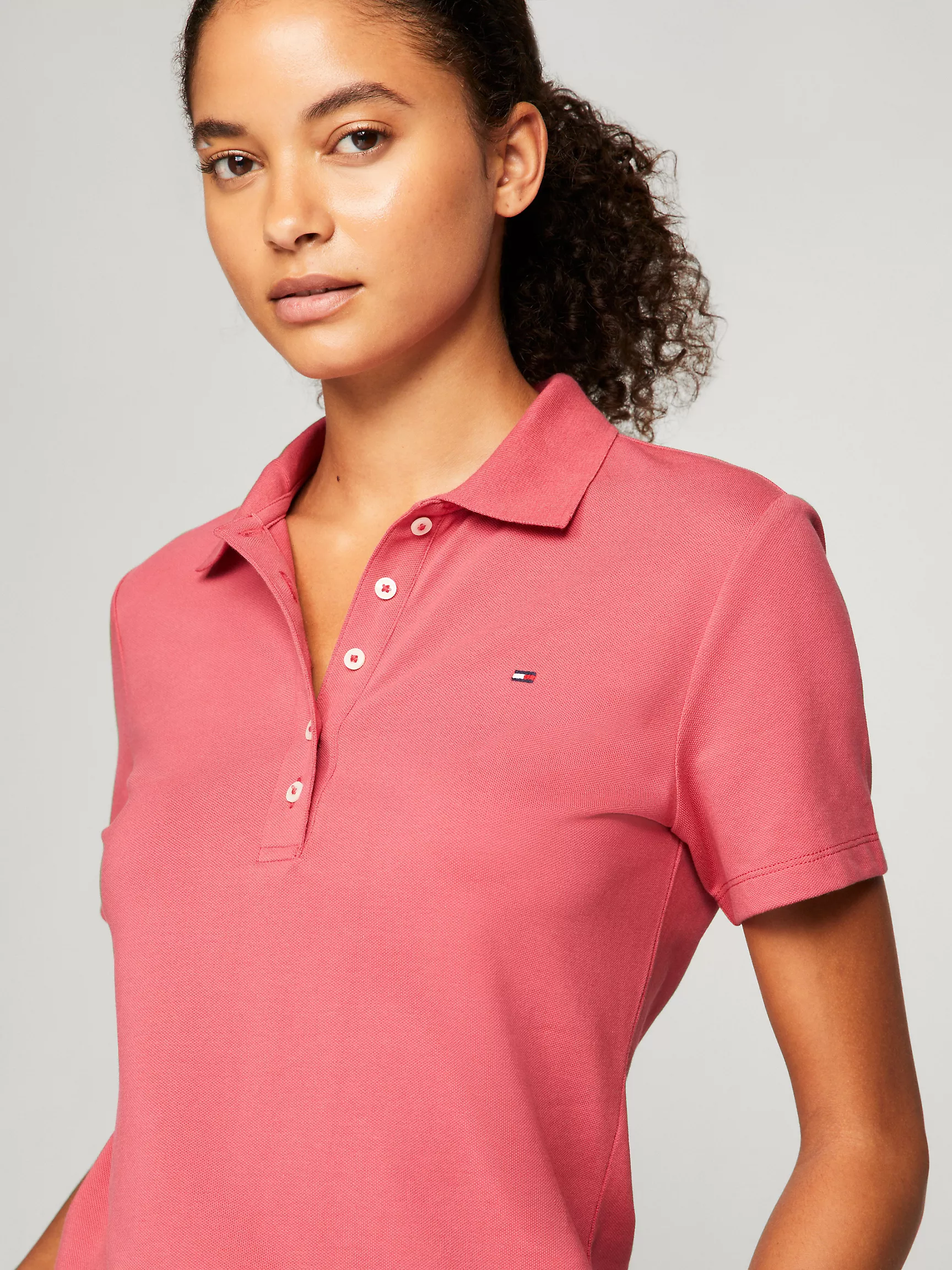 Женское поло Tommy Hilfiger, Эластичное хлопковое поло