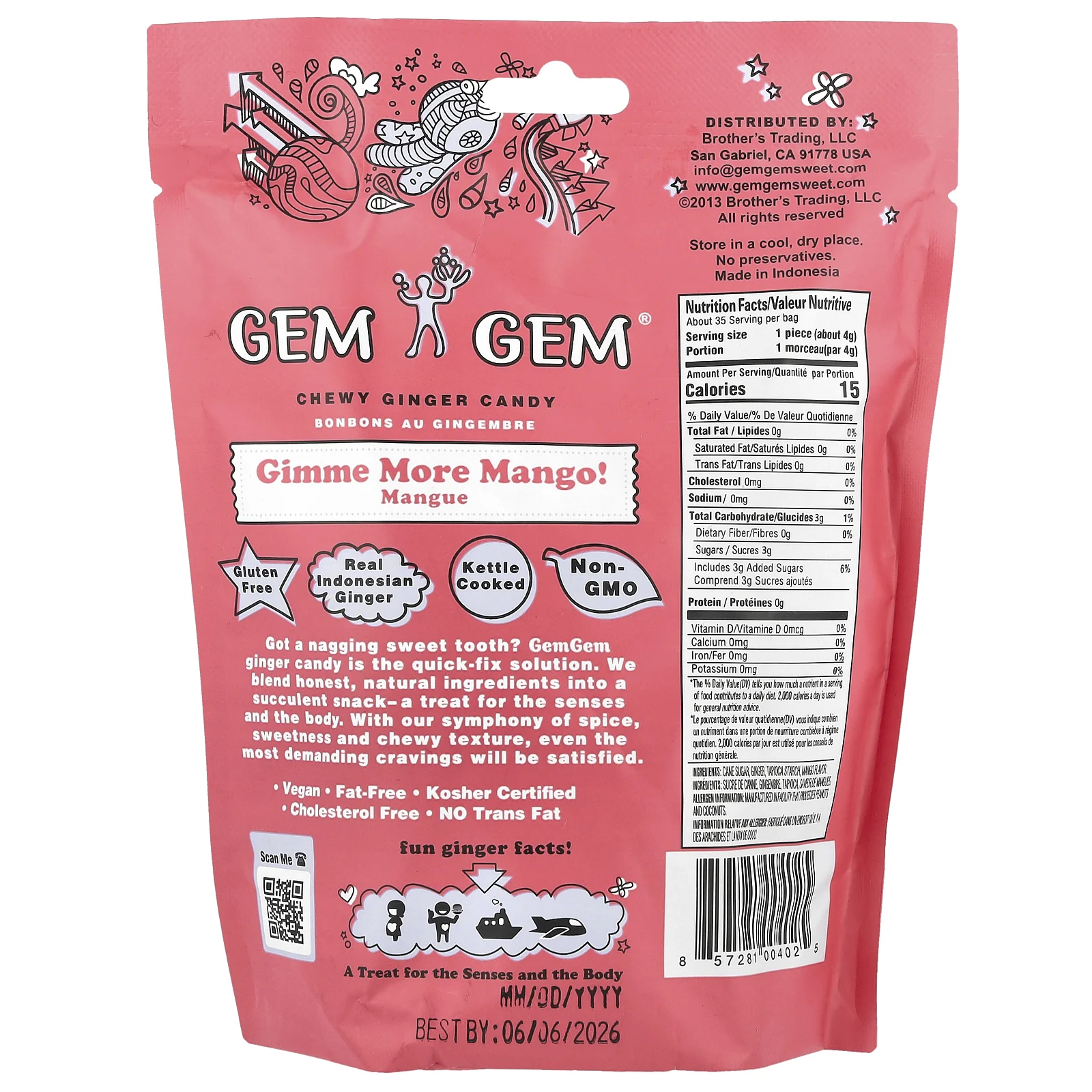 Jayone, Chewy Ginger Candy, Gimme More Mango, 141,8 г (5 унций)