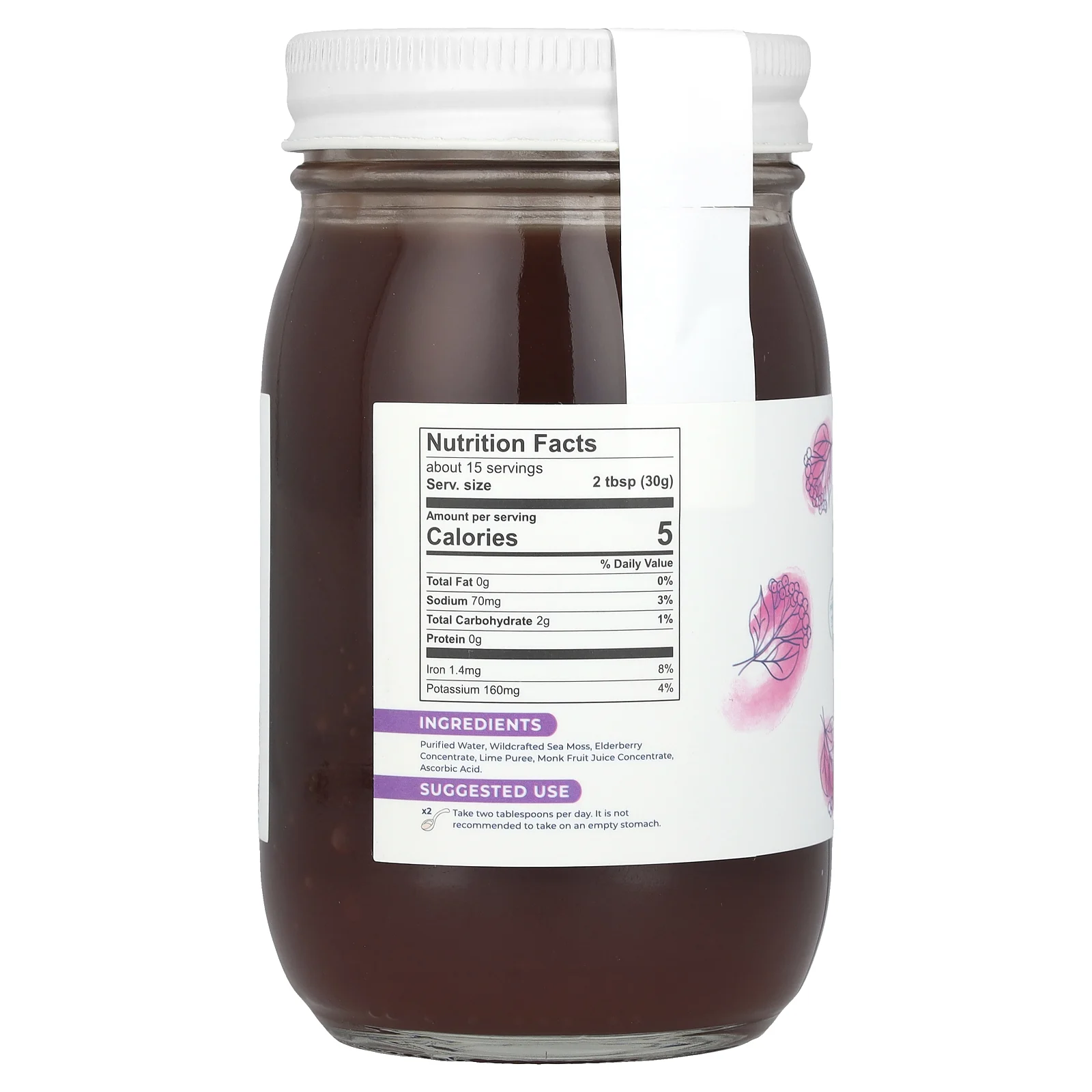 True Sea Moss, Гель с морским мохом, бузина, 453 г (16 жидк. Унций)