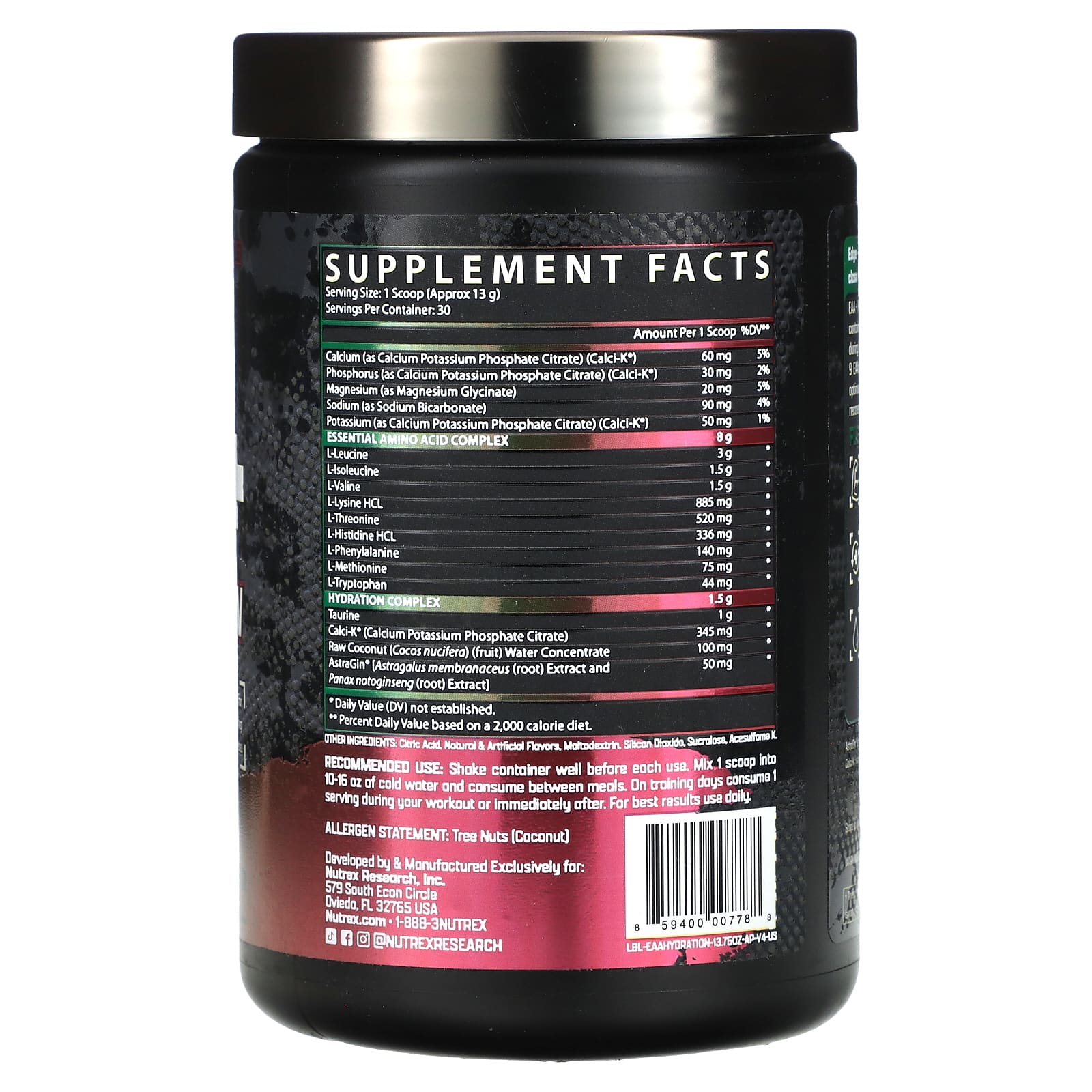 Nutrex Research, EAA+ Hydration, яблоко и груша, 390 г (13,76 унции)