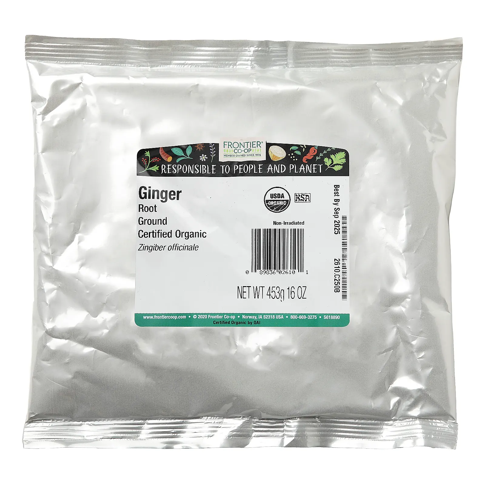Frontier Co-op, молотый корень органического имбиря, 453 г (16 унции)