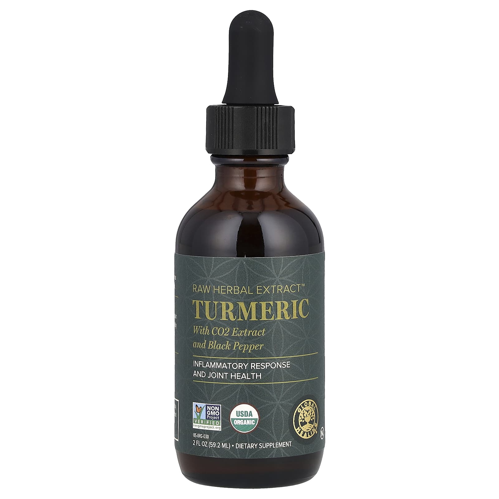 Global Healing, необработанный травяной экстракт, куркума, 59,2 мл (2 жидк. унции)