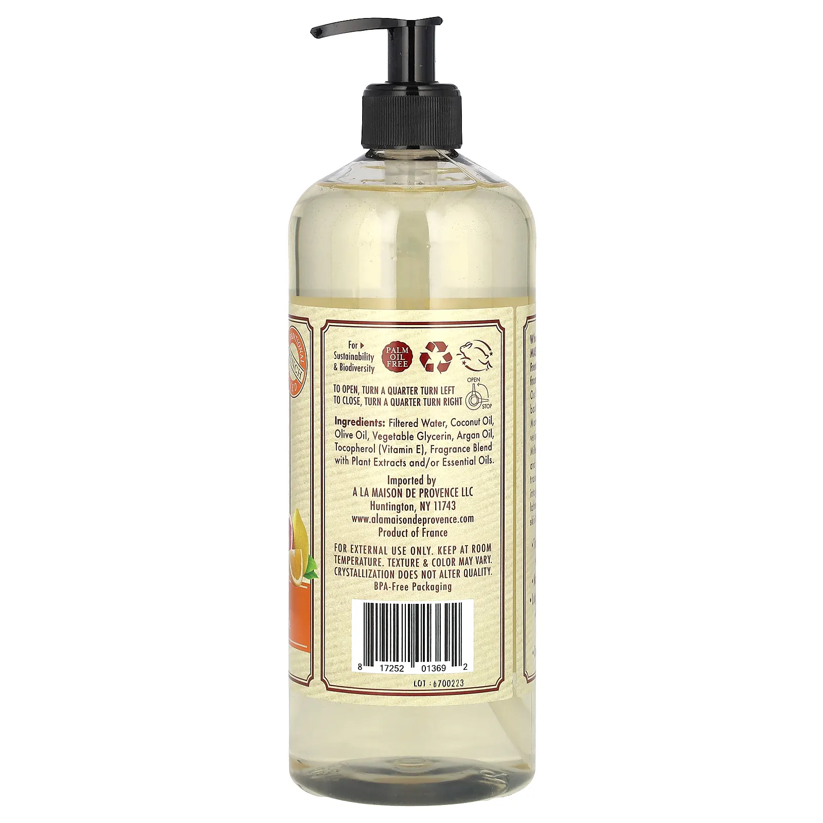 A La Maison de Provence, гель для душа, цитрусовые цветы, 750 мл (25,36 жидк. унции)