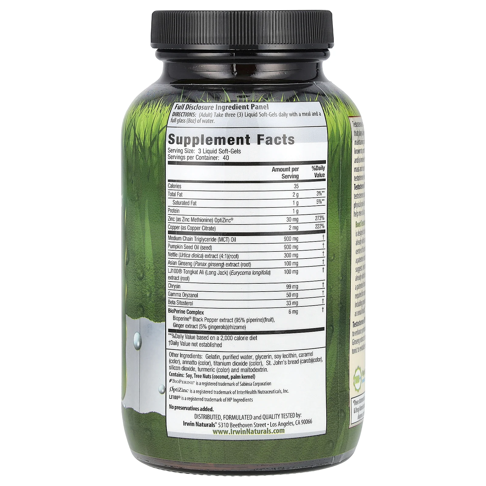 Irwin Naturals, Testosterone UP, тестостерон, 120 капсул с жидкостью