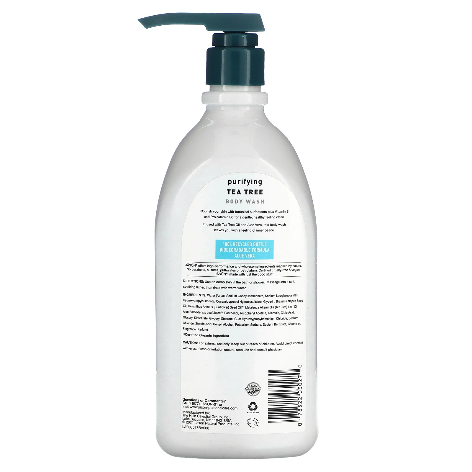 Jason Natural, гель для душа, очищающее средство с маслом чайного дерева, 887 мл (30 жидк. унций)