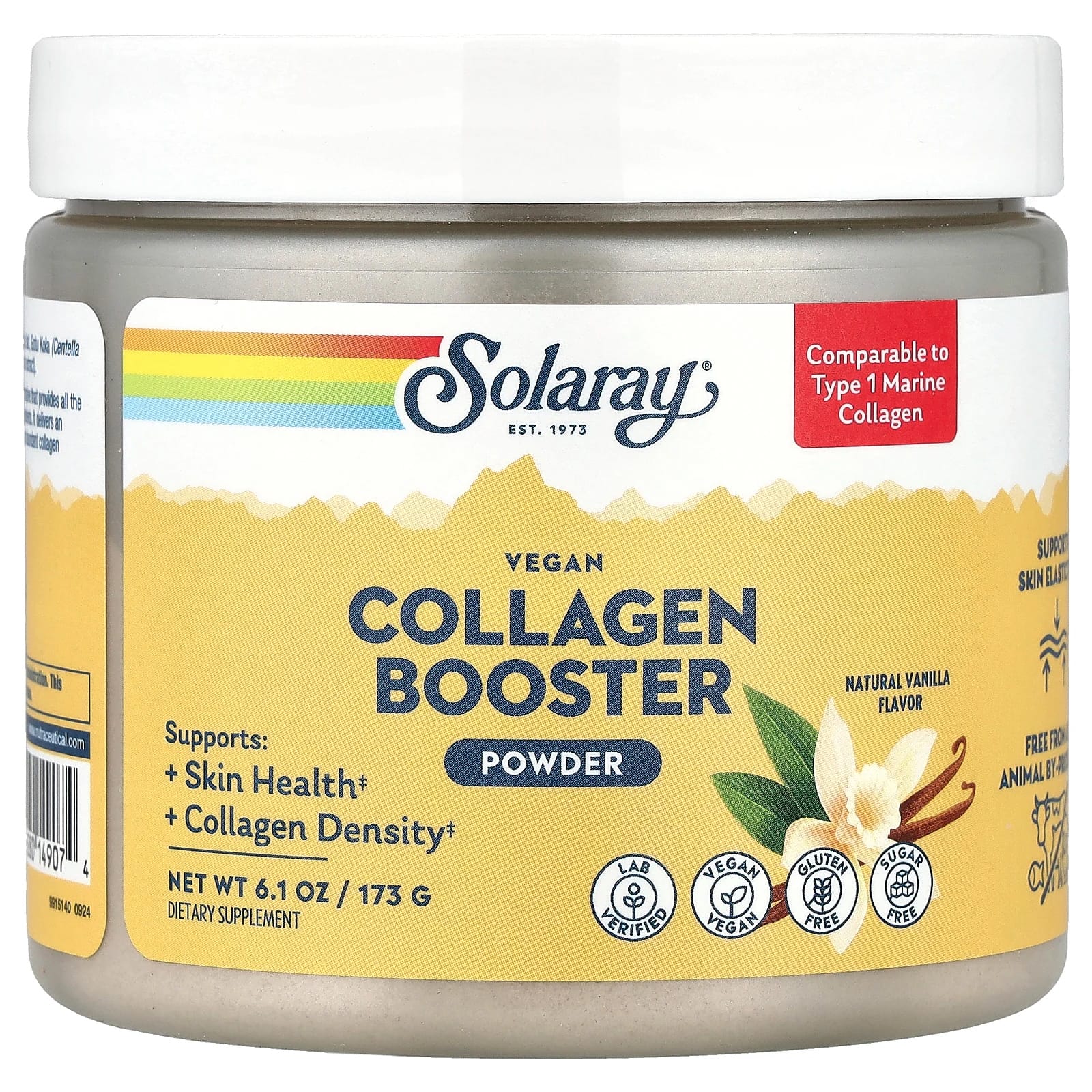 Solaray, Vegan Collagen Booster Powder, натуральная ваниль, 173 г (6,1 унции)