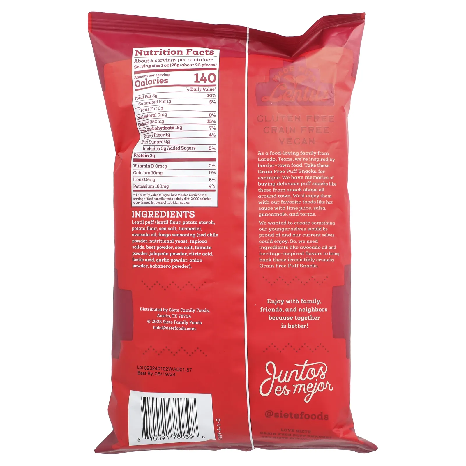 Siete, беззерновые слойки, со вкусом пряного топлива, 113 г (4 унции)