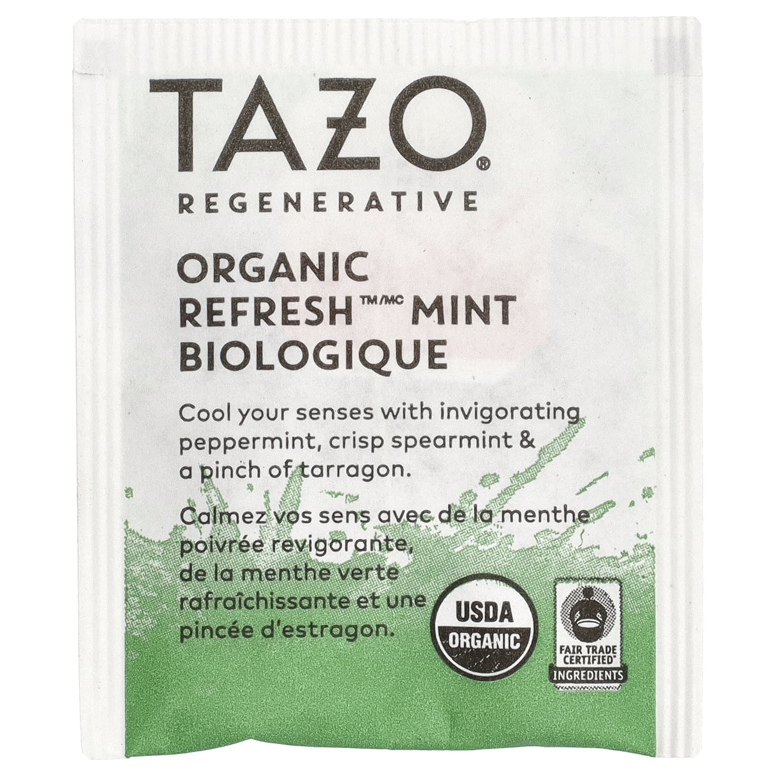 Tazo Teas, Regenerative, травяной чай, органическая освежающая мята, без кофеина, 16 чайных пакетиков, 19 г (0,67 унции)