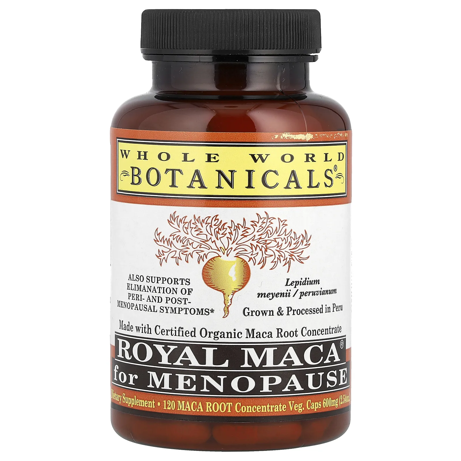 Whole World Botanicals, Royal Maca®, королевская мака для приема при менопаузе, 500 мг, 120 вегетарианских капсул