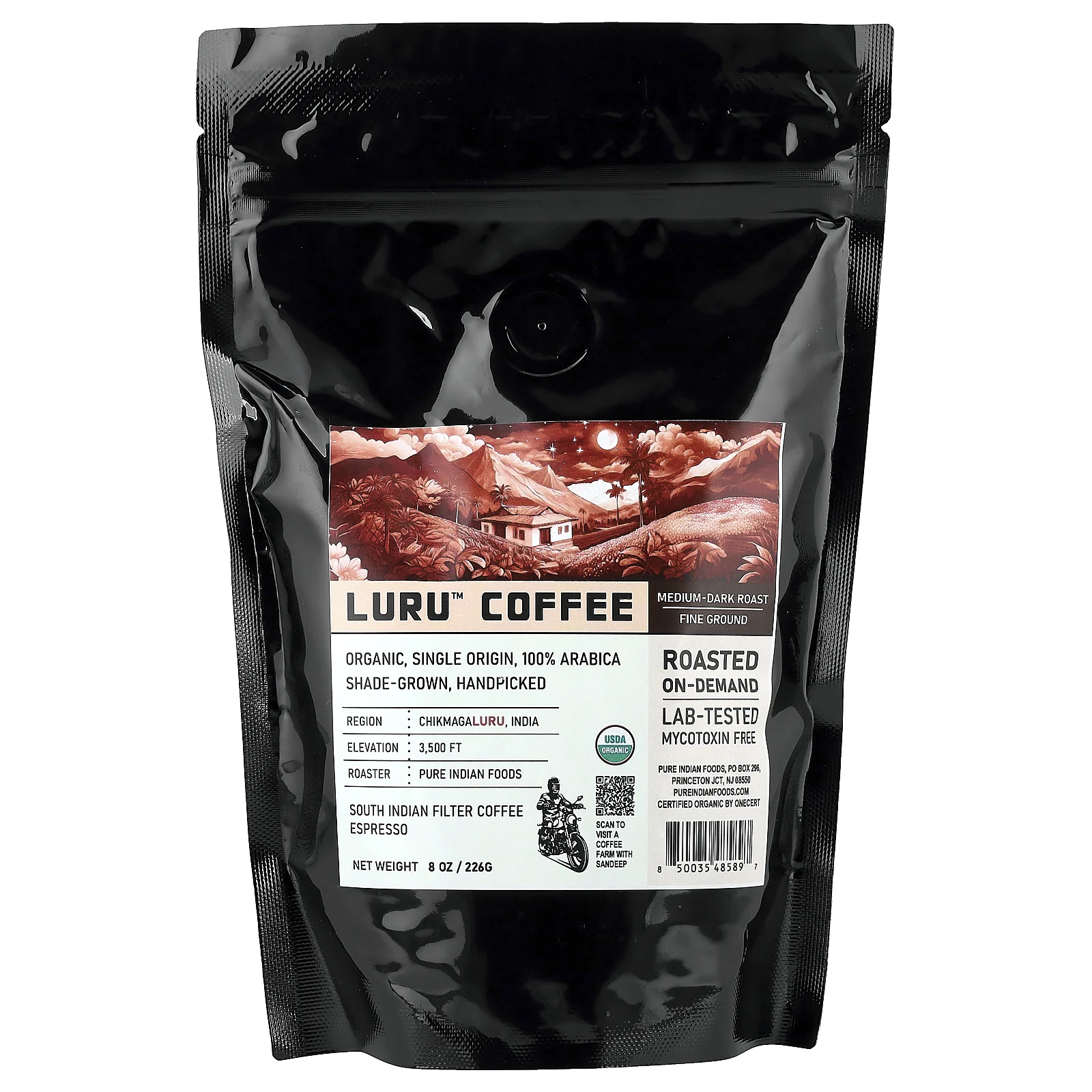 Pure Indian Foods, Luru™, кофе мелкого помола, средней и темной обжарки, 226 г (8 унций)