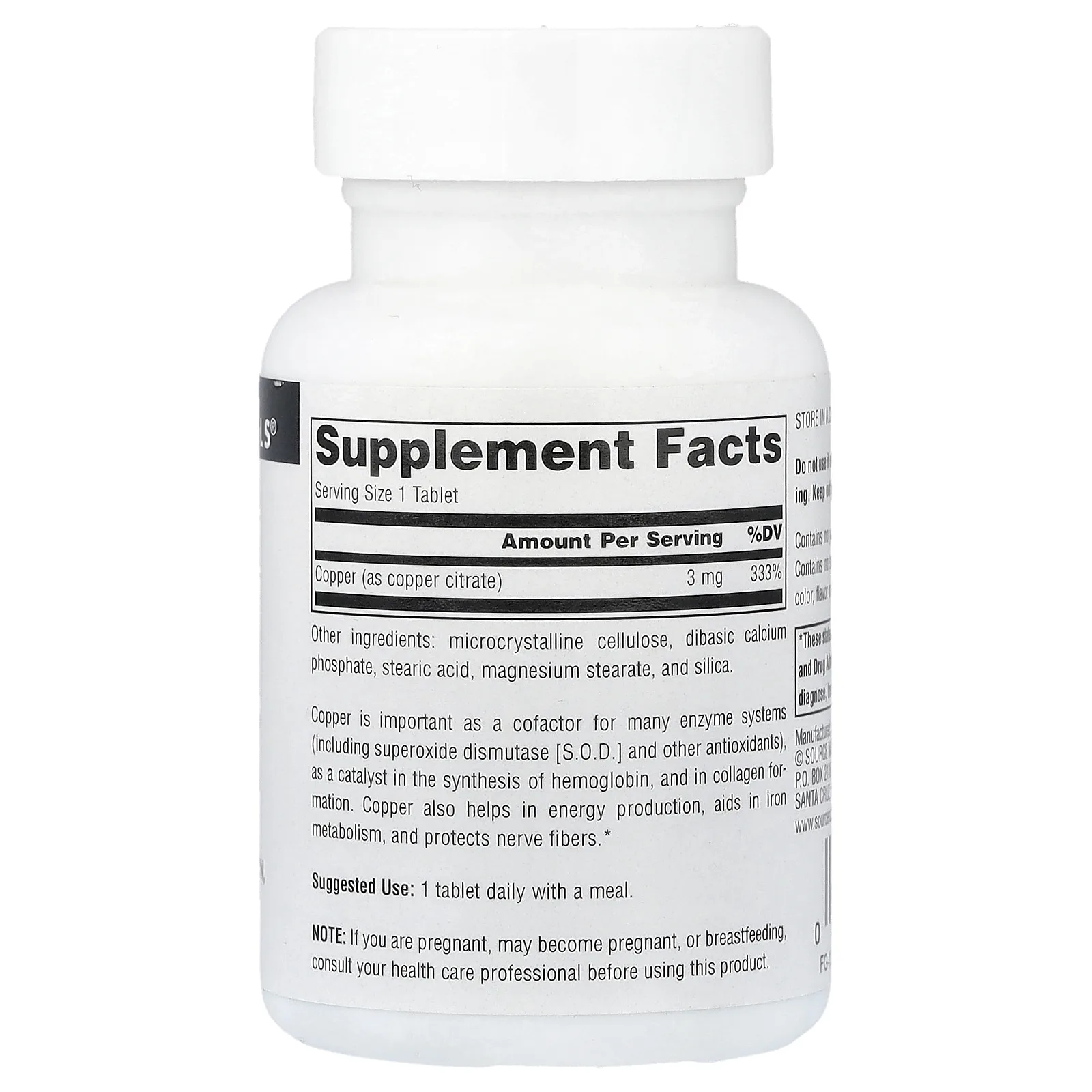Source Naturals, медь, 3 мг, 60 таблеток