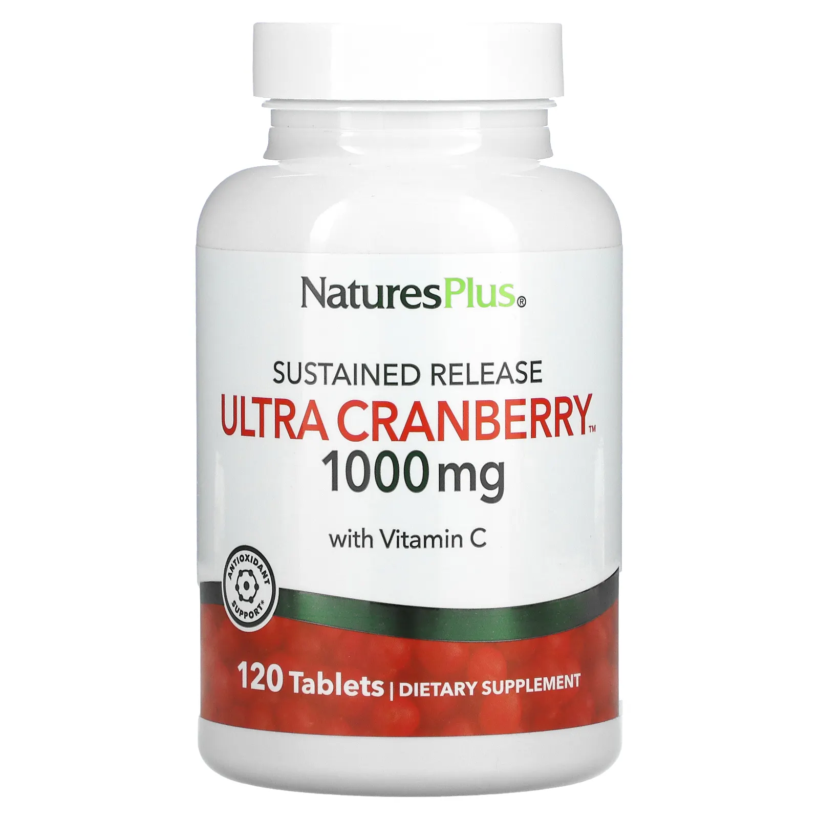 NaturesPlus, Ultra Cranberry, длительное высвобождение, 1000 мг, 120 таблеток