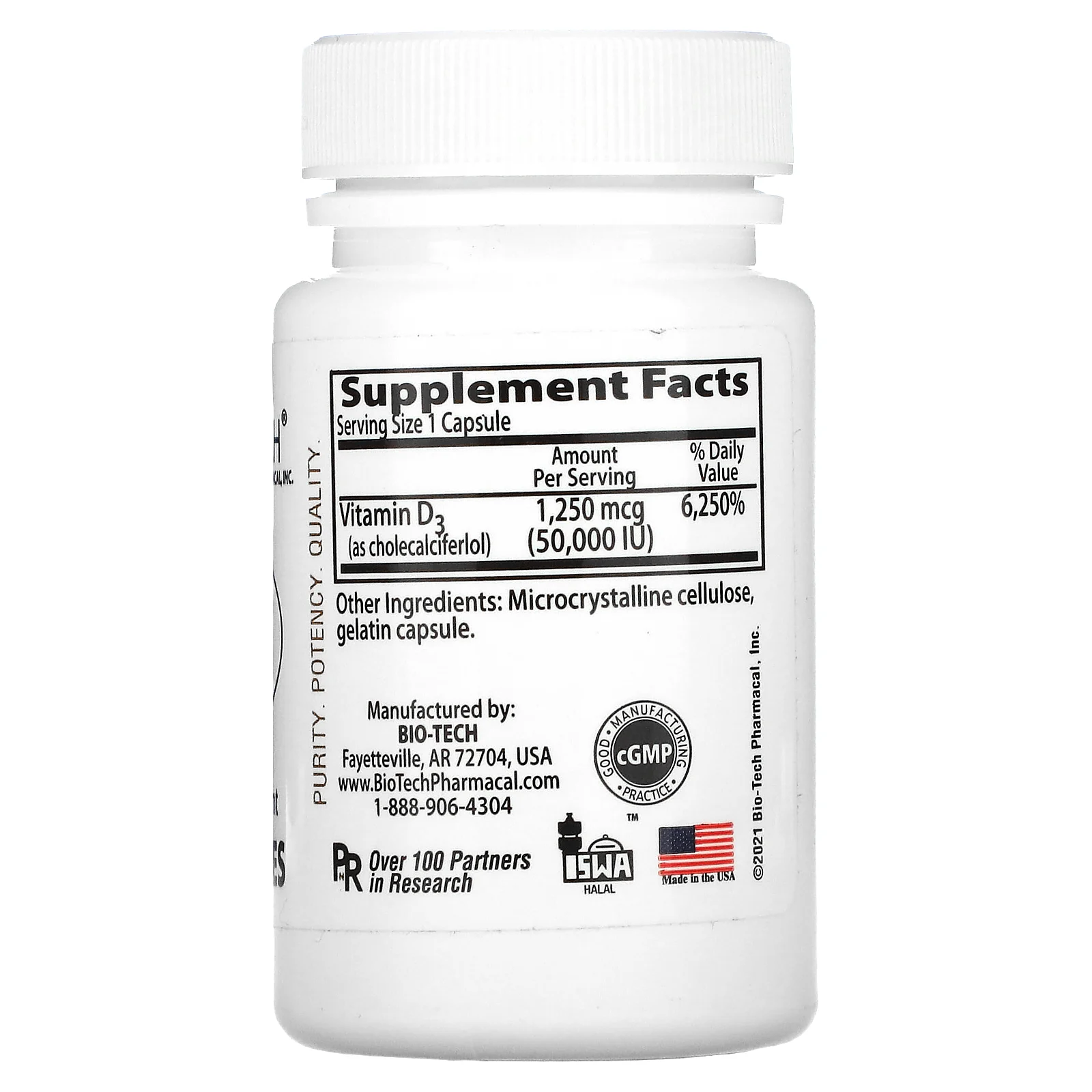Bio Tech Pharmacal, D3-50, холекальциферол, 100 капсул