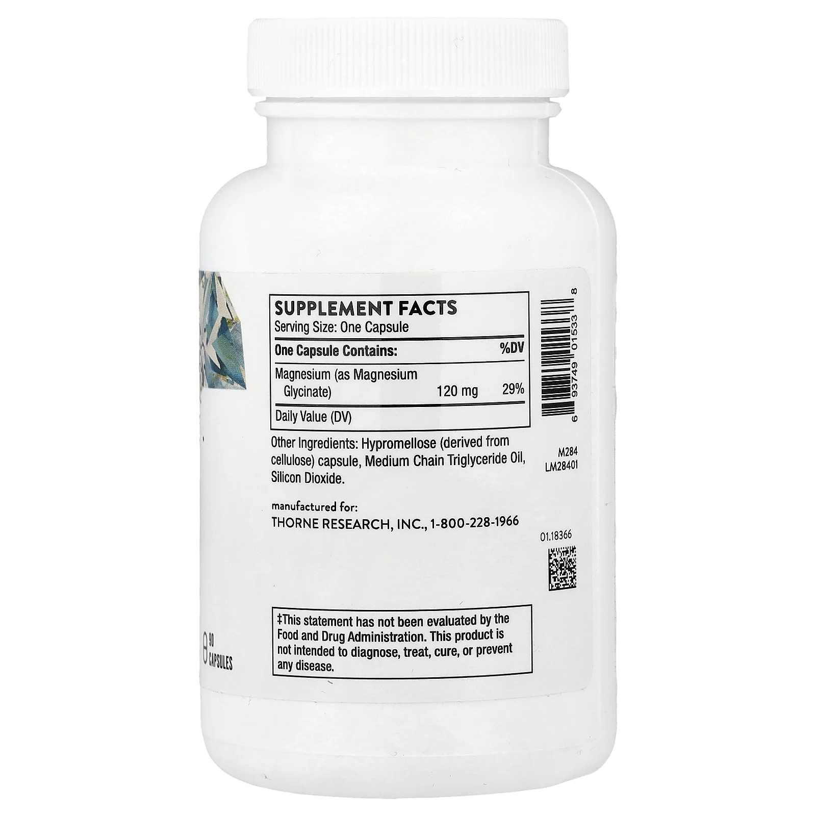 Thorne, глицинат магния, 90 капсул (120 мг в 1 капсуле)