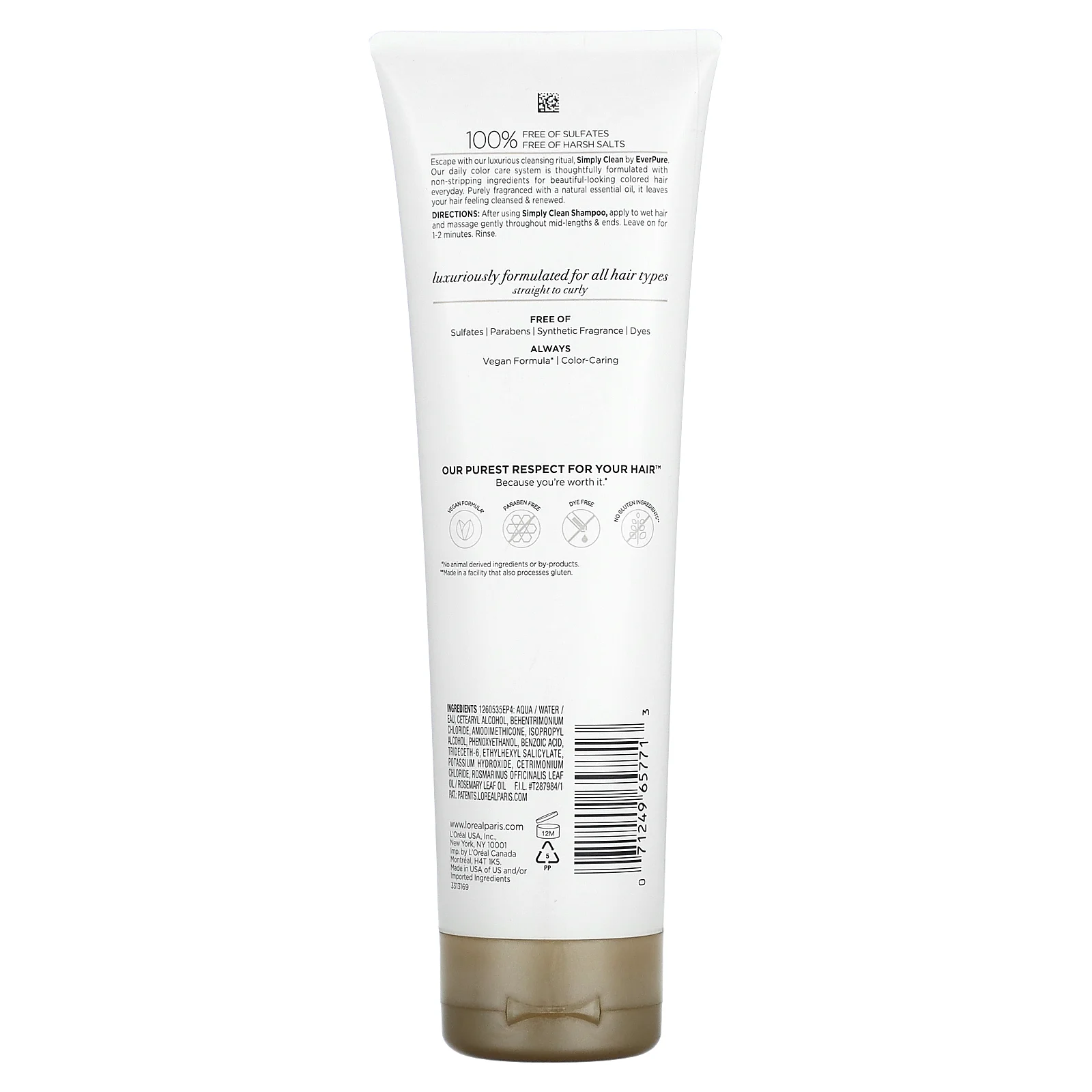 L'Oréal, EverPure, кондиционер Simply Clean, эфирное масло, 250 мл (8,5 жидк. Унции)