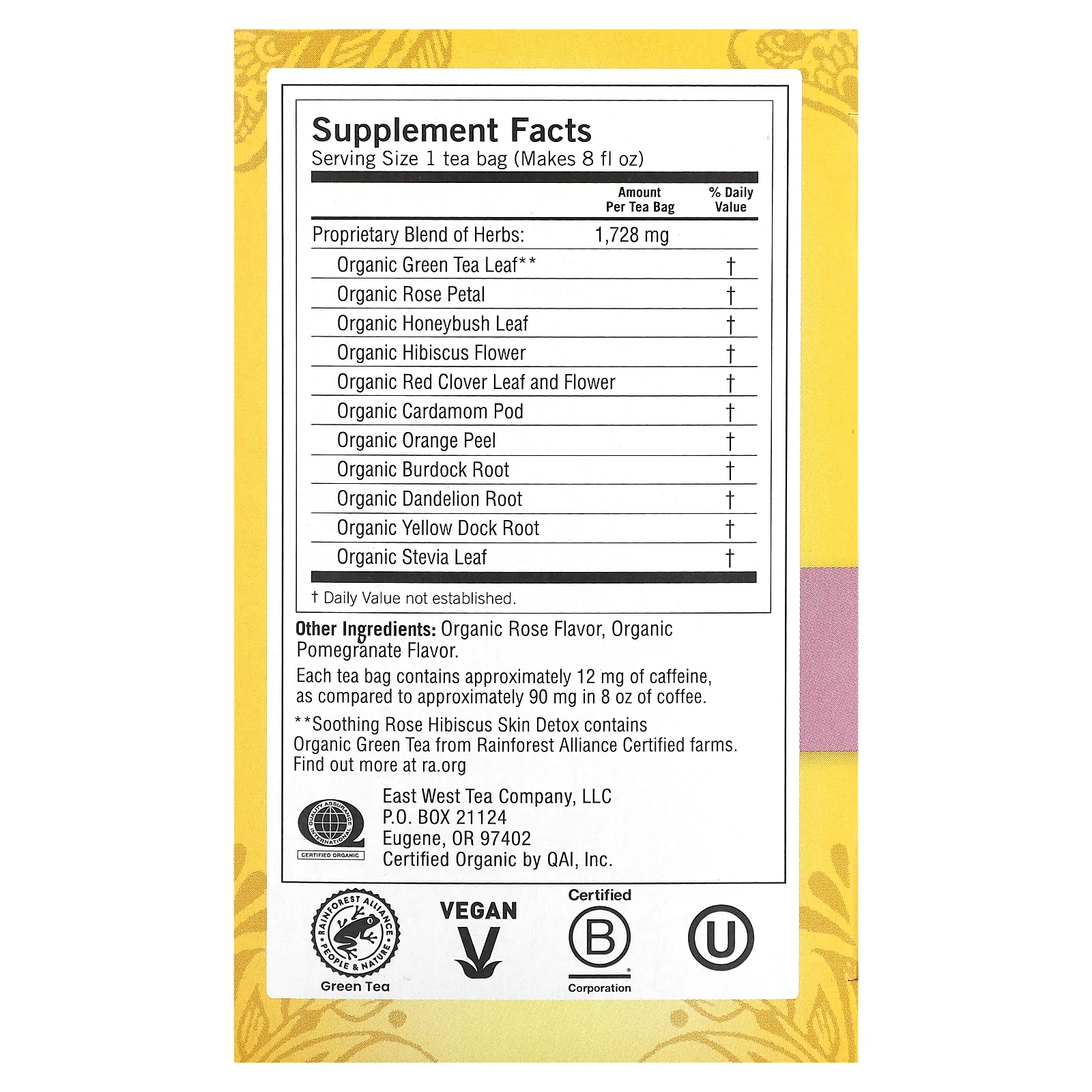 Yogi Tea, Skin DeTox, успокаивающий чай с розой и гибискусом, 16 чайных пакетиков, 32 г (1,12 унции)