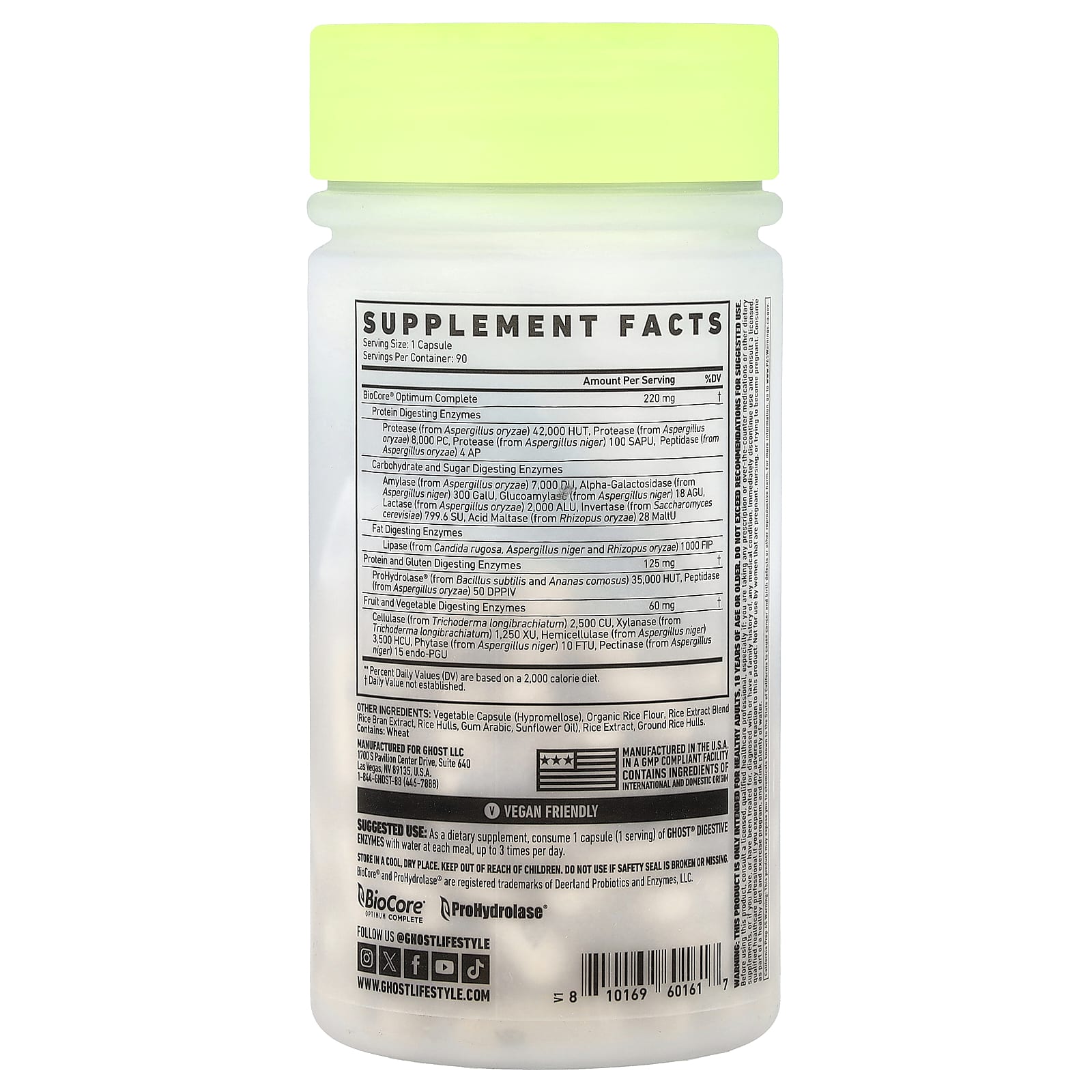 Ghost, Basics, пищеварительные ферменты, 90 растительных капсул