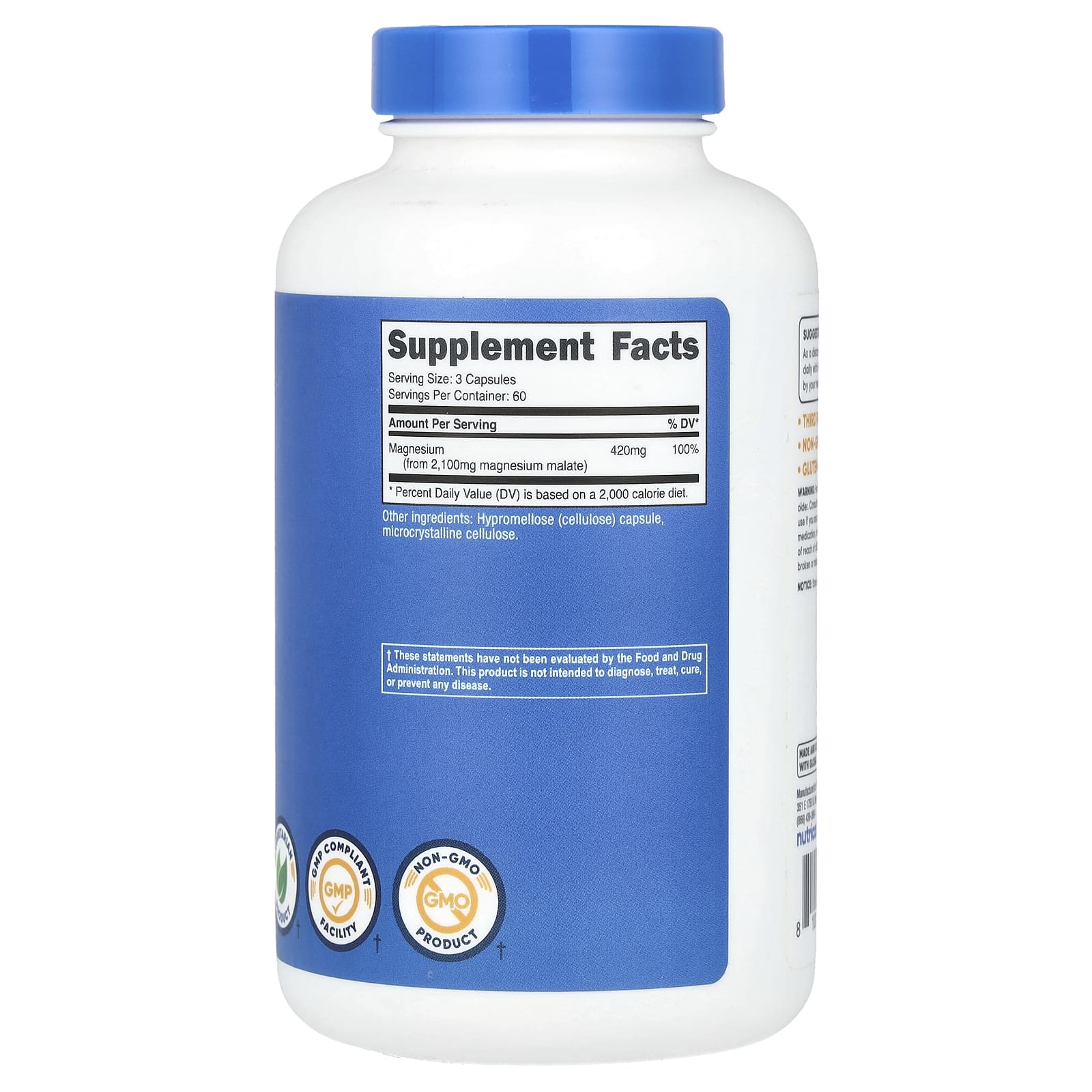 Nutricost, малат магния, 420 мг, 180 капсул (140 мг в 1 капсуле)