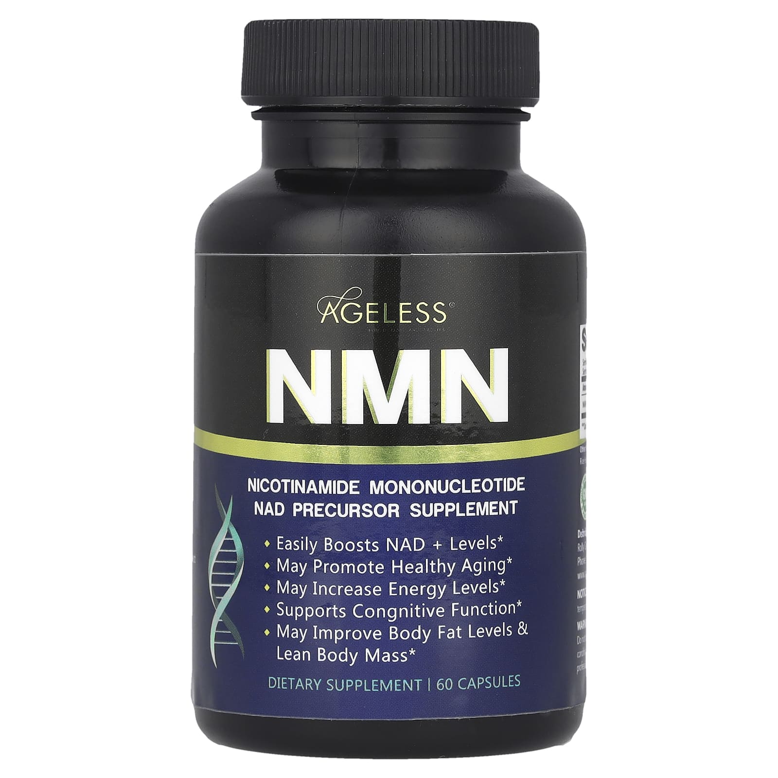 Ageless Foundation Laboratories, NMN, добавка-прекурсор НАД, 130 мг, 60 капсул