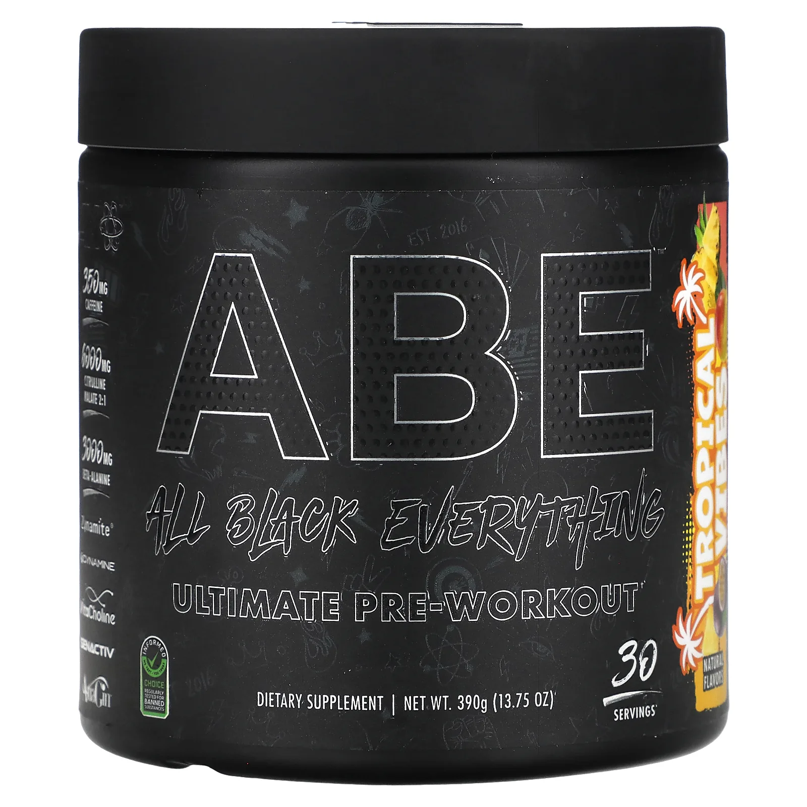 ABE, Ultimate Pre-Workout, предтренировочный комплекс, тропические фрукты, 390 г (13,75 унции)