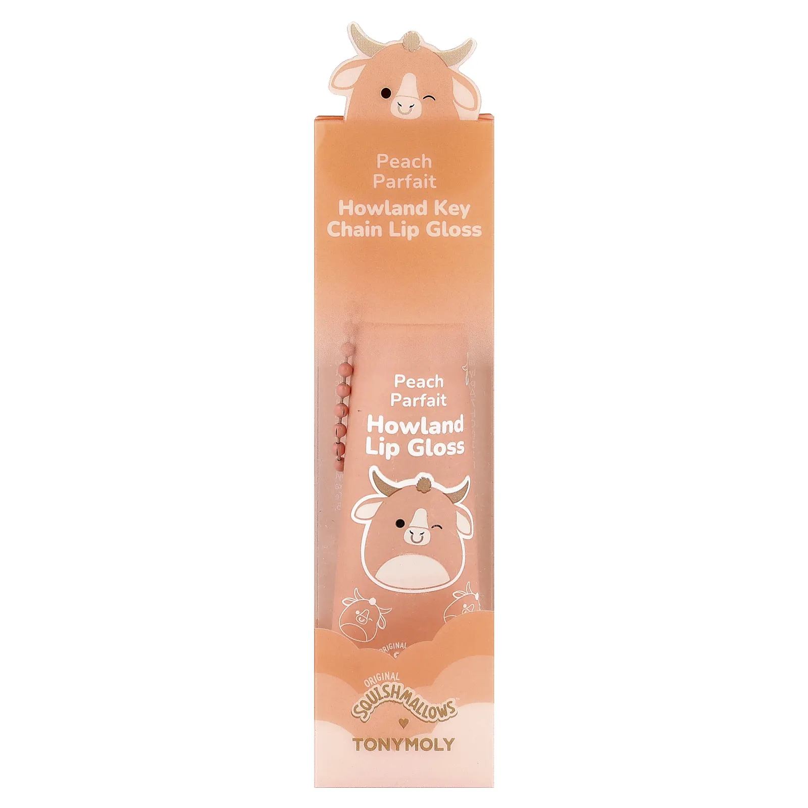 TonyMoly, Original Squishmallows™, блеск для губ в виде брелка для губ, персиковое парфе, 11 г (0,38 унции)