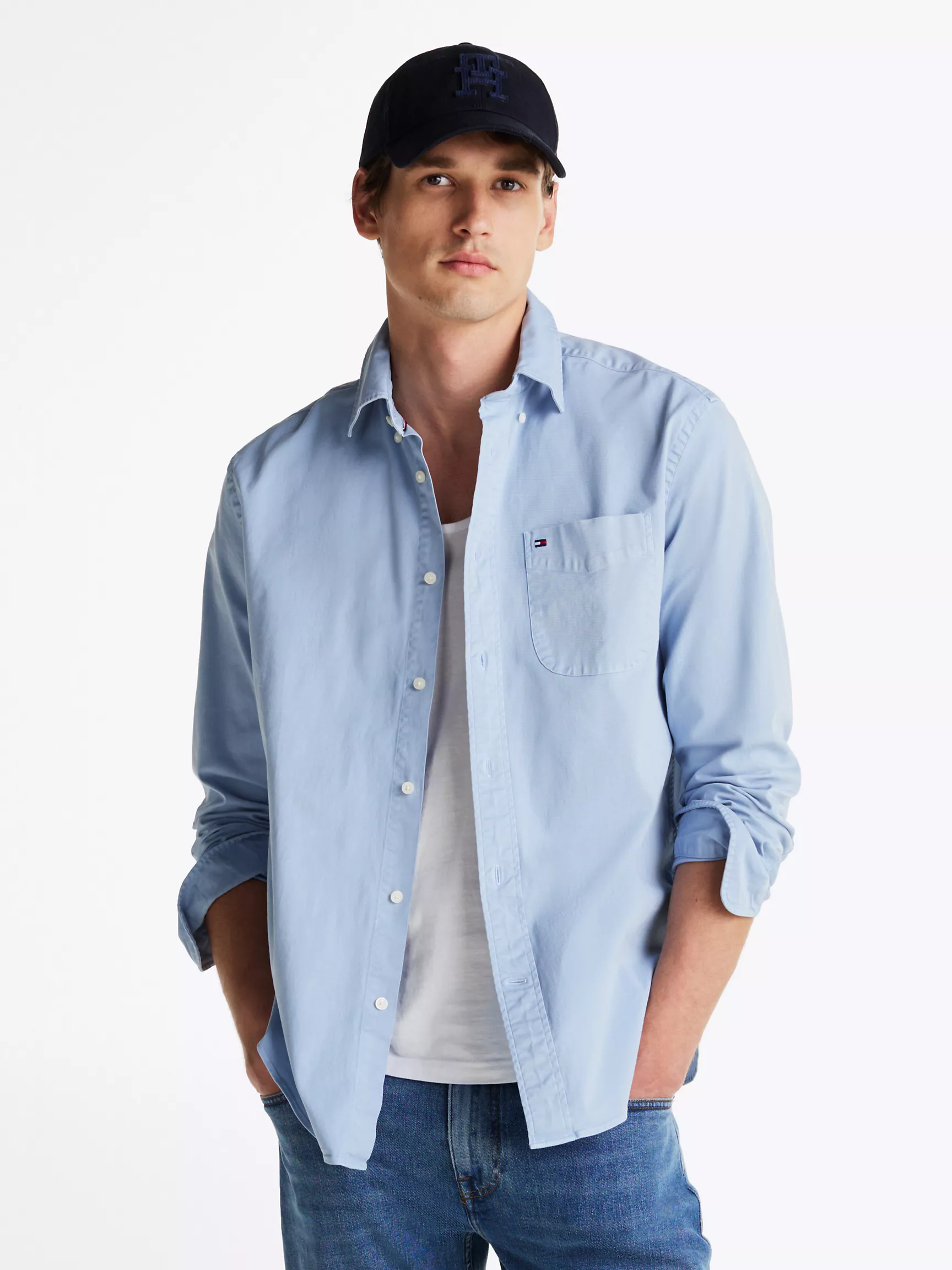 Мужская рубашка Tommy Hilfiger, Окрашенная рубашка из твила стандартного кроя