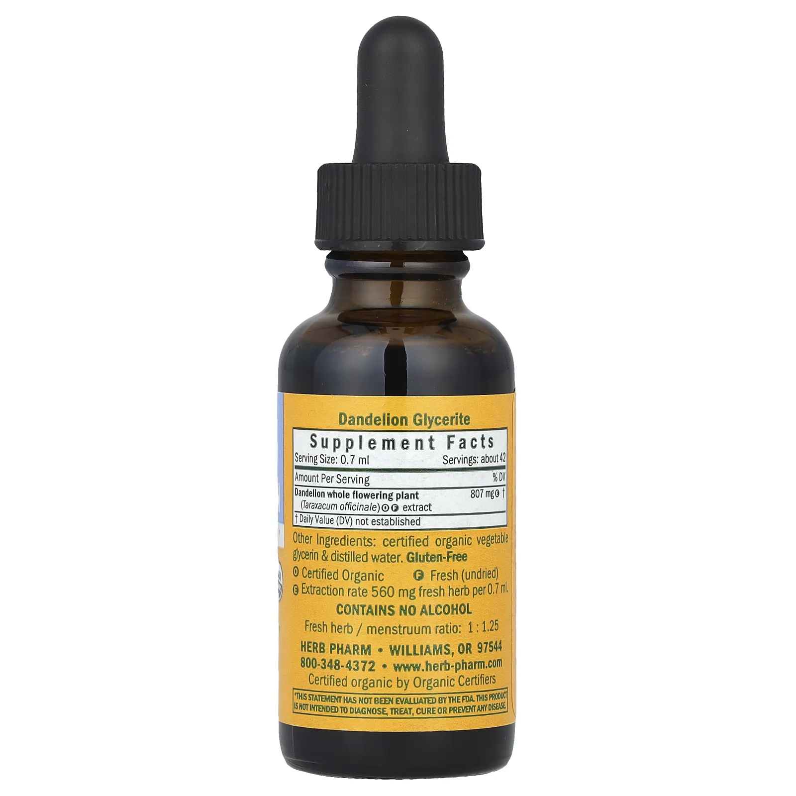 Herb Pharm, Одуванчик, без спирта, 30 мл (1 жидк. Унция)