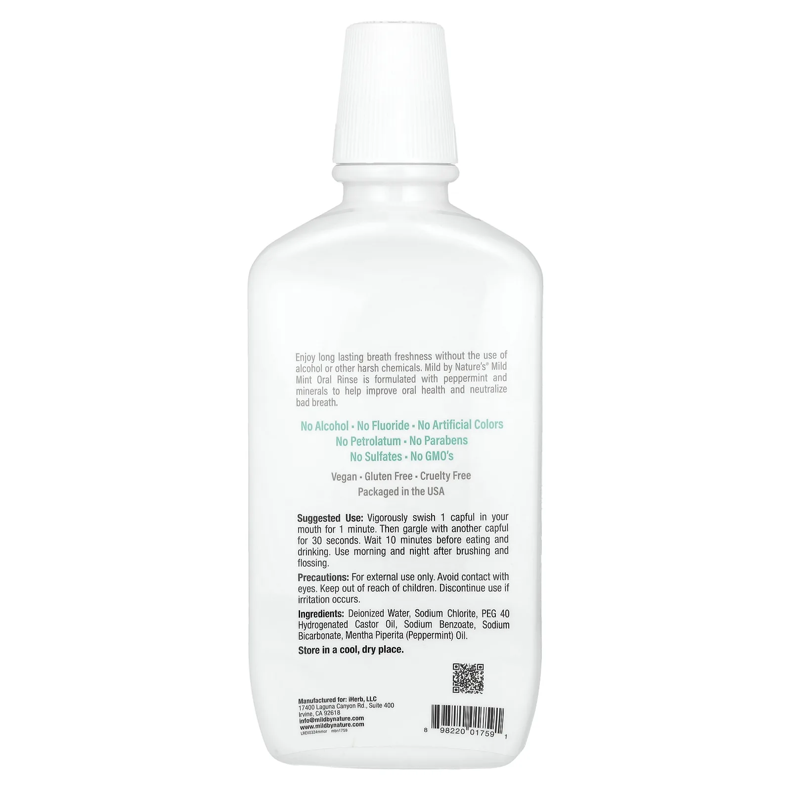 Mild By Nature, освежающий ополаскиватель для полости рта, без спирта, нежная мята, 473 мл (16 жидк. унций)