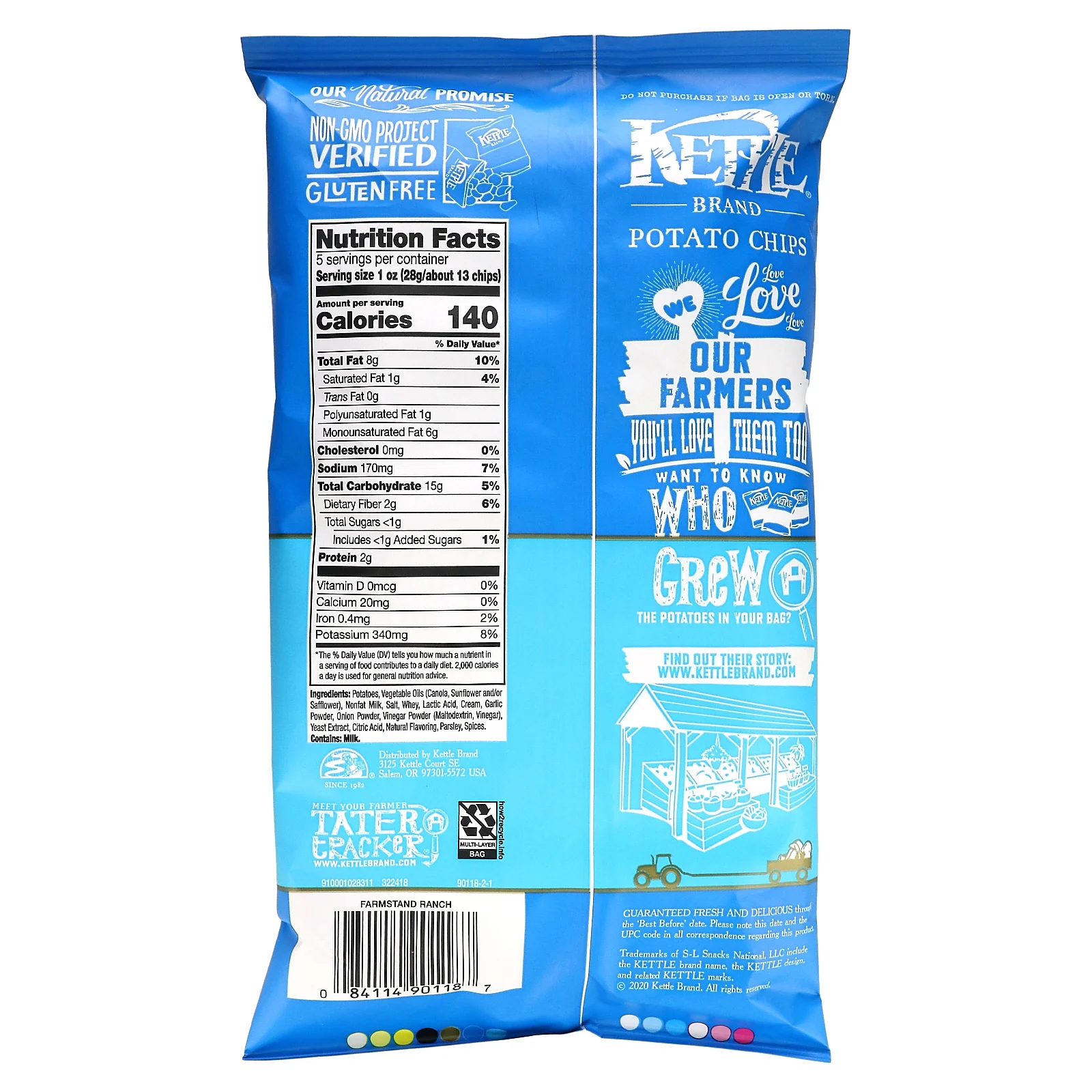 Kettle Foods, картофельные чипсы, Farmstanding Ranch, 141 г (5 унций)