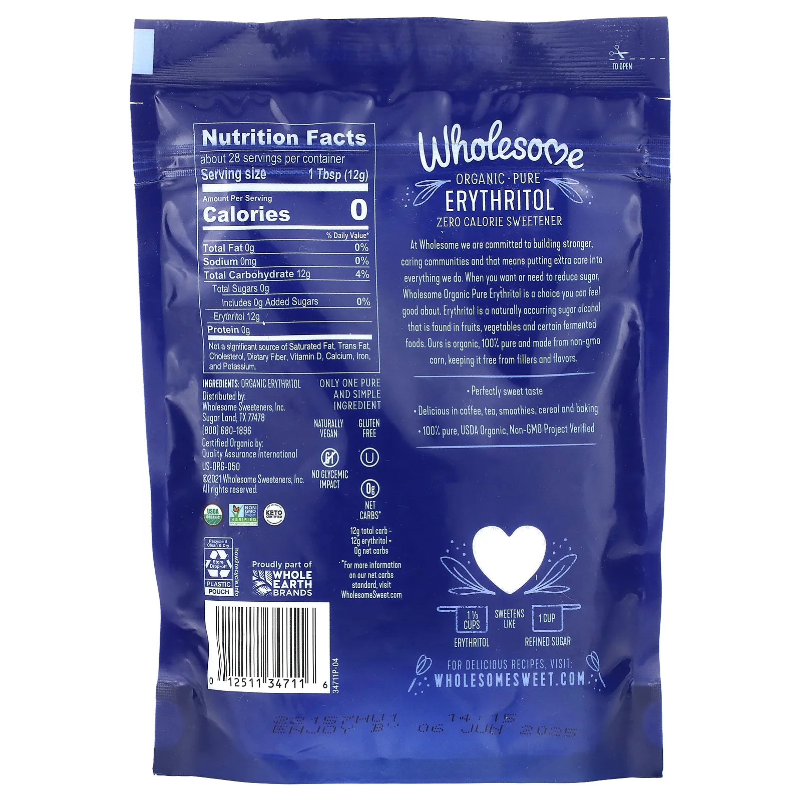 Wholesome Sweeteners, Органический сахар без сахара, 340 г (12 унций)
