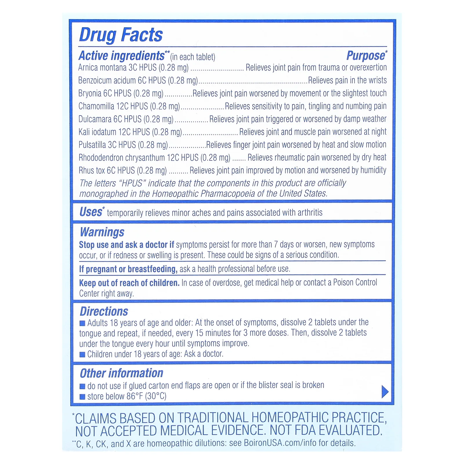 Boiron, Arnicare, таблетки для рассасывания при артрите, без ароматизаторов, 60 таблеток Meltaway