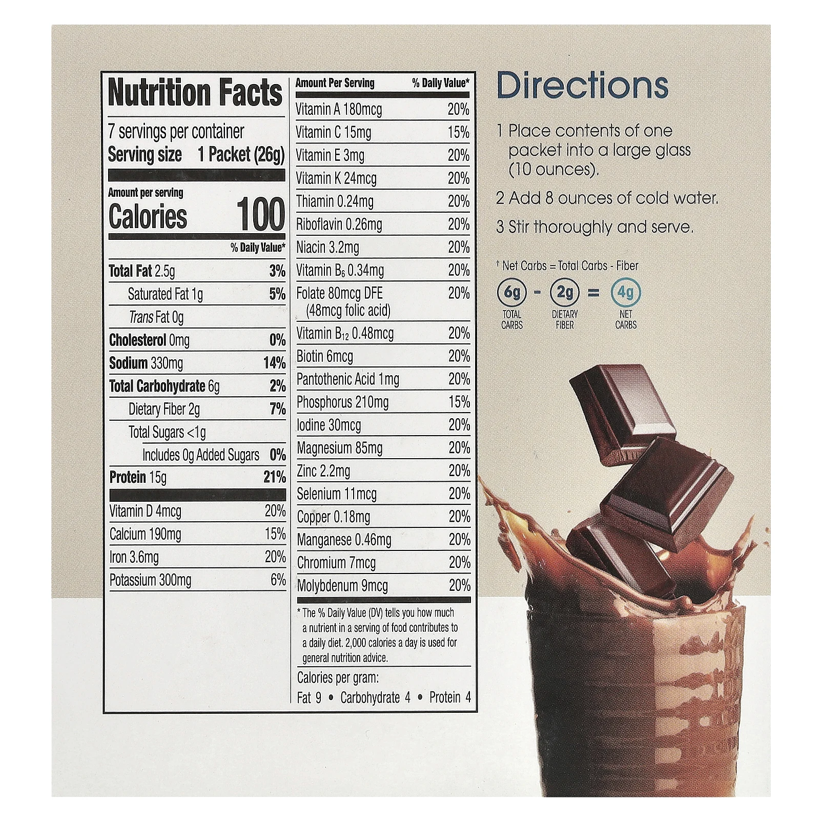 WonderSlim, коктейль из растительных протеинов, со вкусом шоколада, 7 пакетиков по 26 г (0,93 унции)