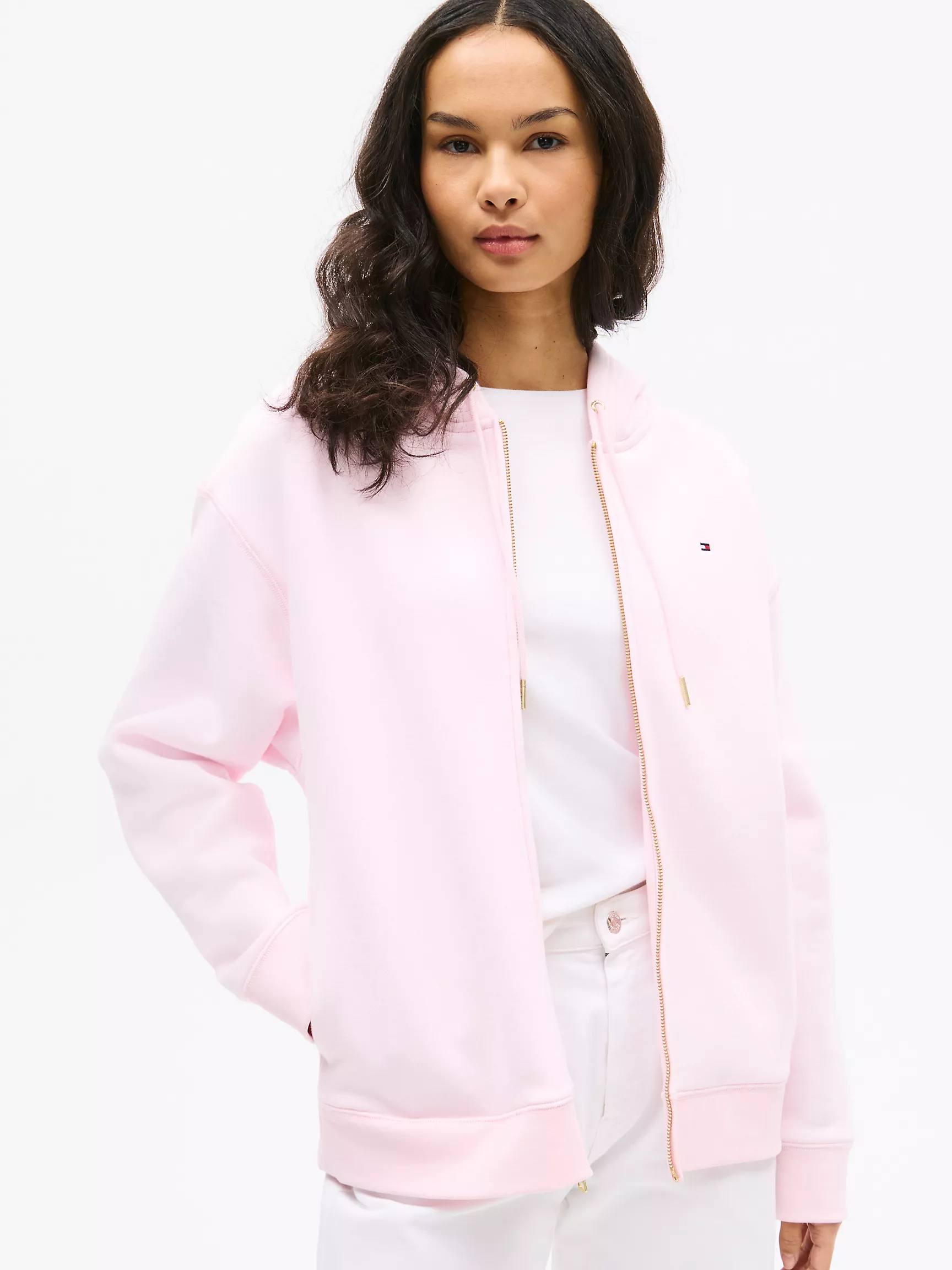 Женское худи Tommy Hilfiger, Свободное худи на молнии с плюшевой подкладкой