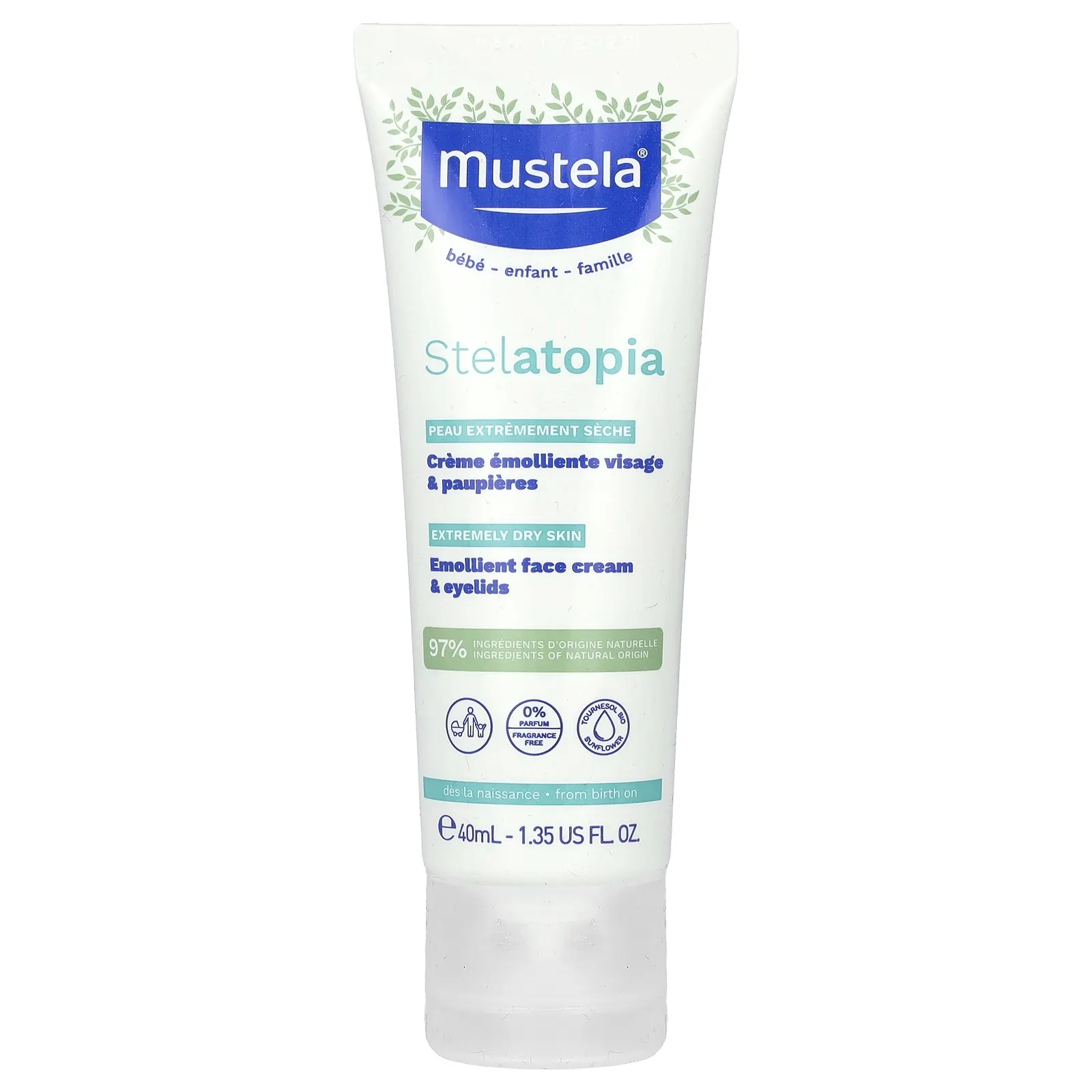 Mustela, Baby, смягчающий крем для лица Stelatopia, 40 мл (1,35 жидк. Унции)