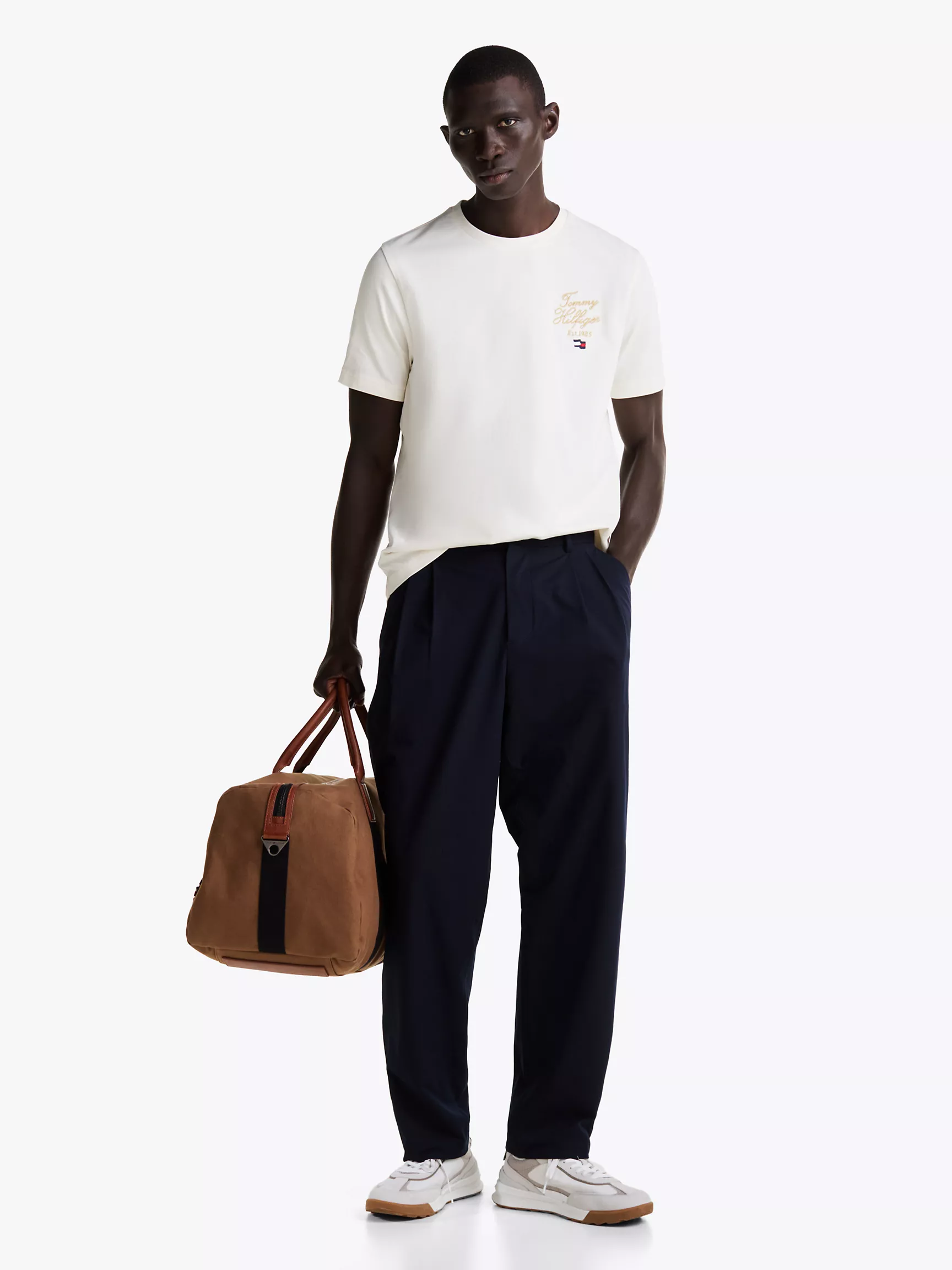 Мужская футболка Tommy Hilfiger, Футболка с вышитым логотипом Hilfiger в виде надписи