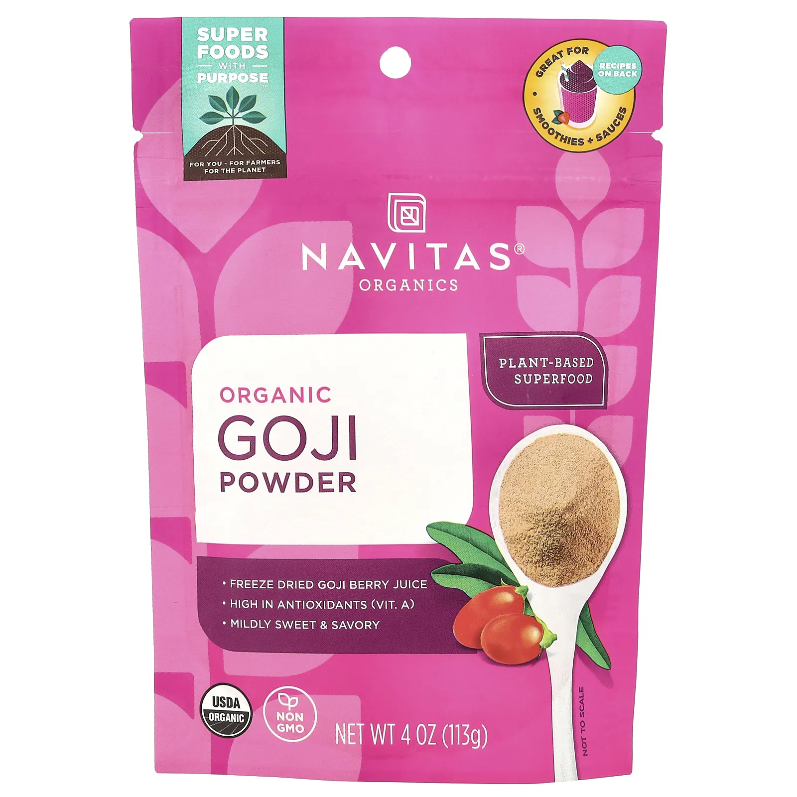 Navitas Organics, Органический порошок годжи, 113 г (4 унции)