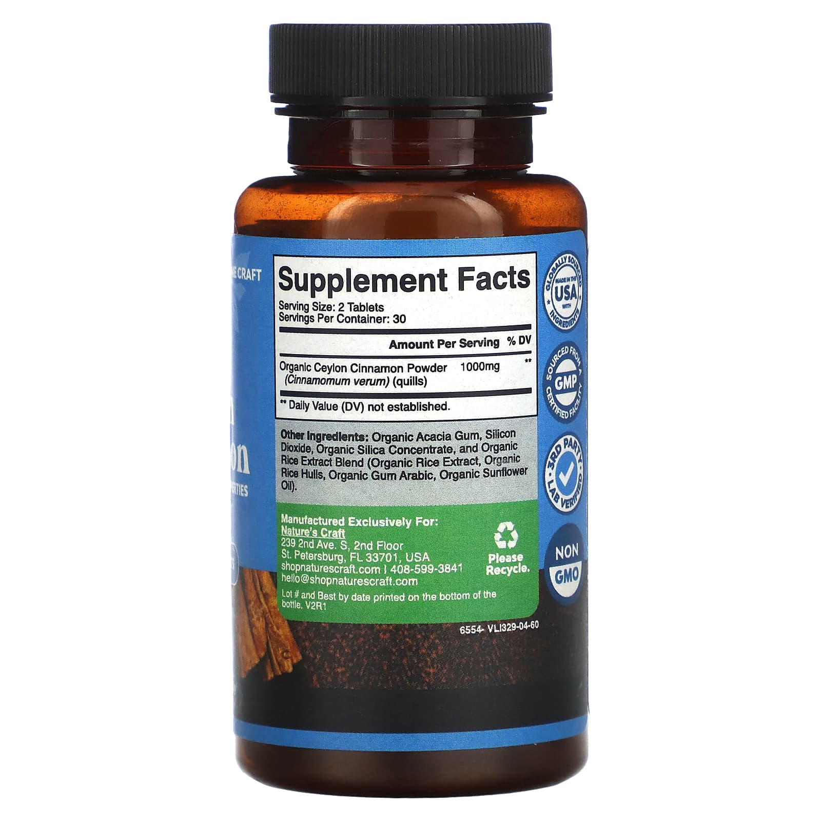 Nature's Craft, цейлонская корица, 60 таблеток