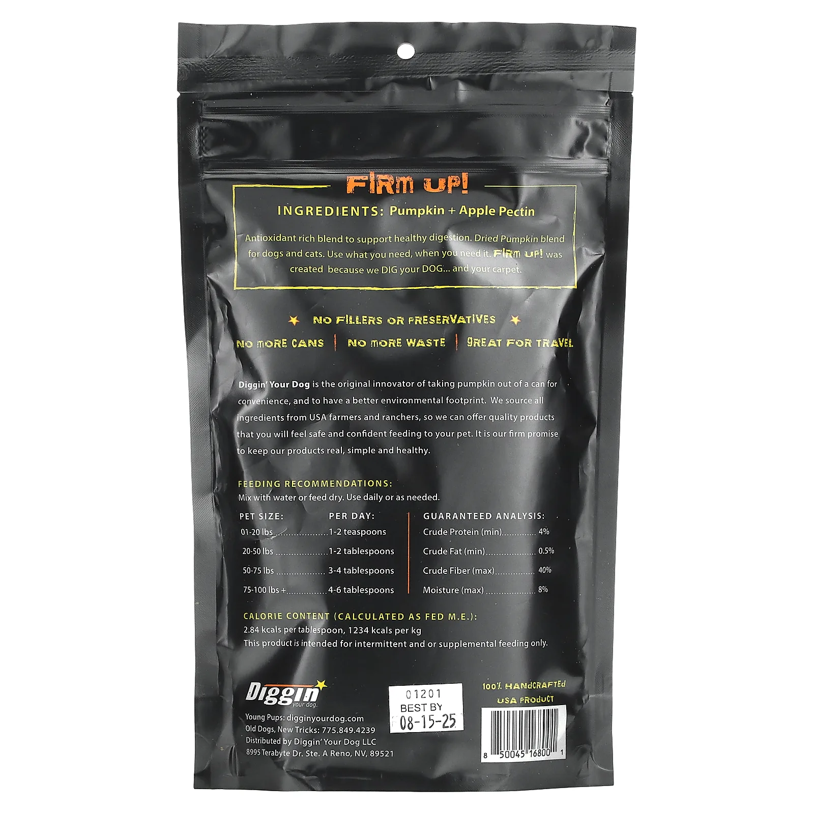 Diggin your dog, Firm Up !, тыква, помощь пищеварению, 113 г (4 унции)